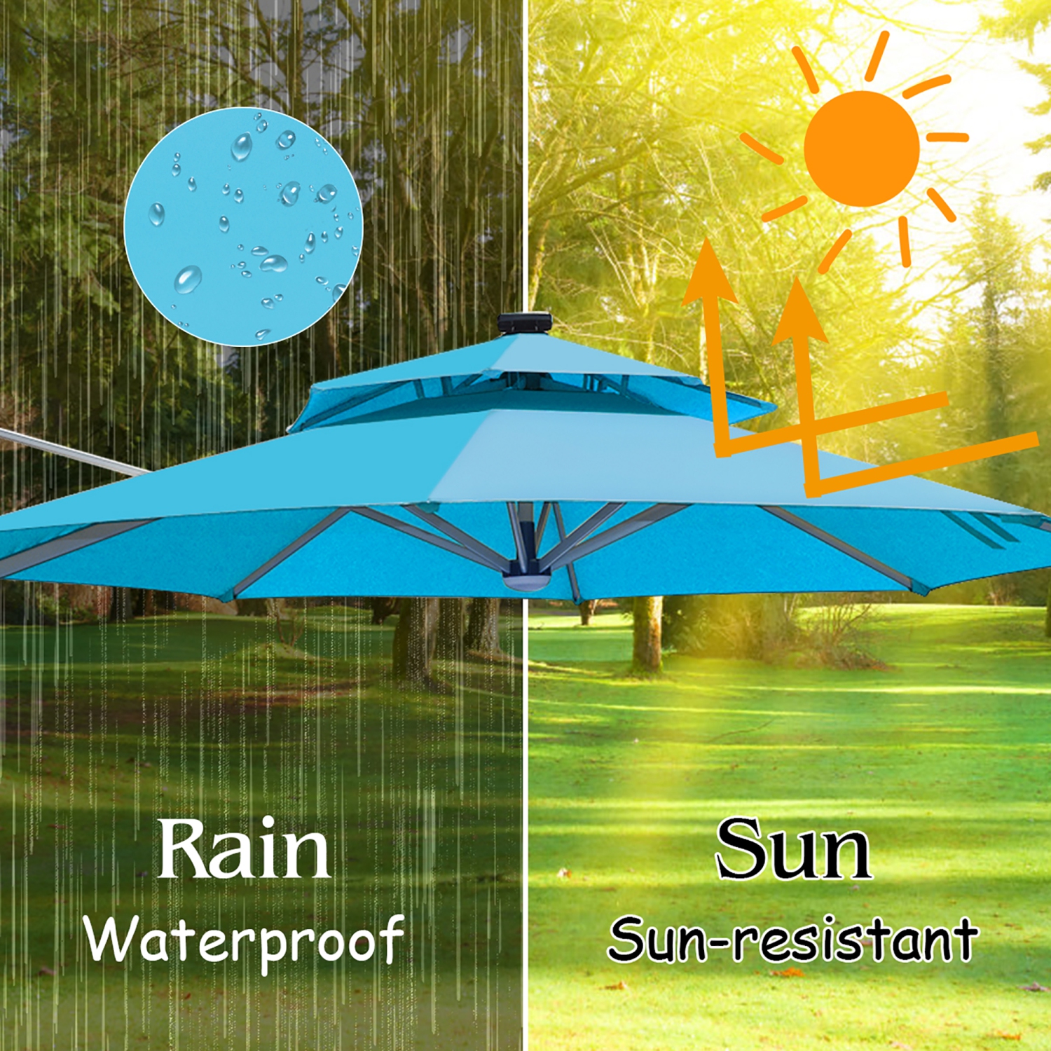 Costway 10ft Solar LED Patio Umbrella 360Degree Rotation W/USB