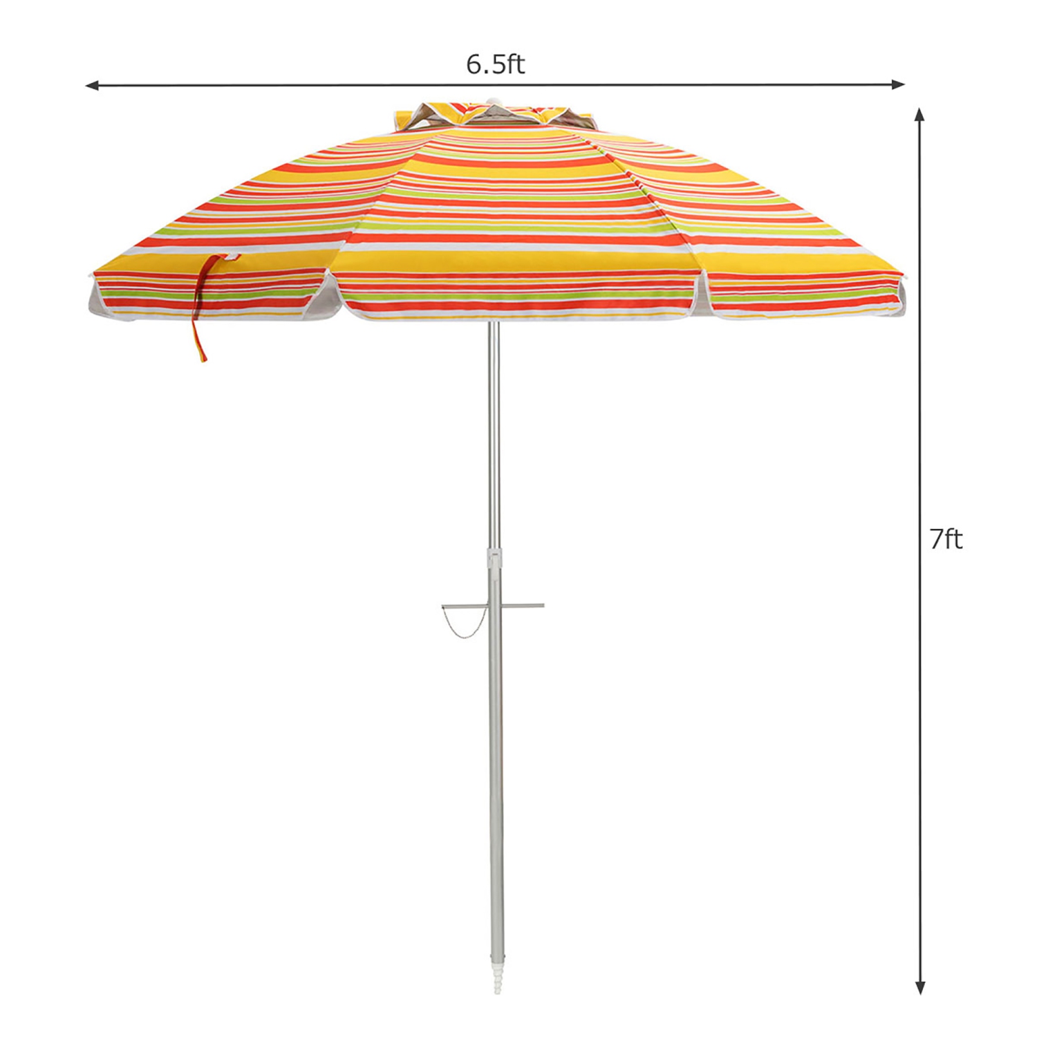 Parasol de plage de 6,5 pi de Costway Pare-soleil inclinable et portatif en aluminium multicolore/bleu/turquoise/beige