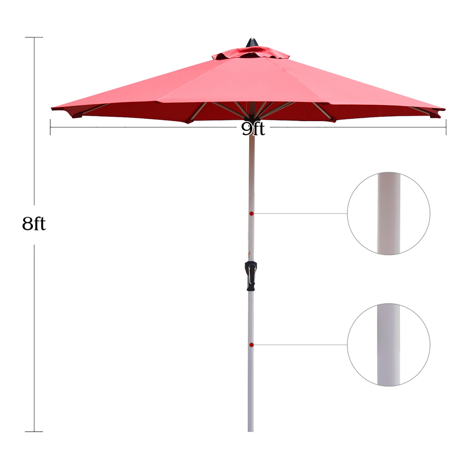 Costway 9' Patio Market Umbrella Outdoor Table Aluminum Crank W/8 Rib
