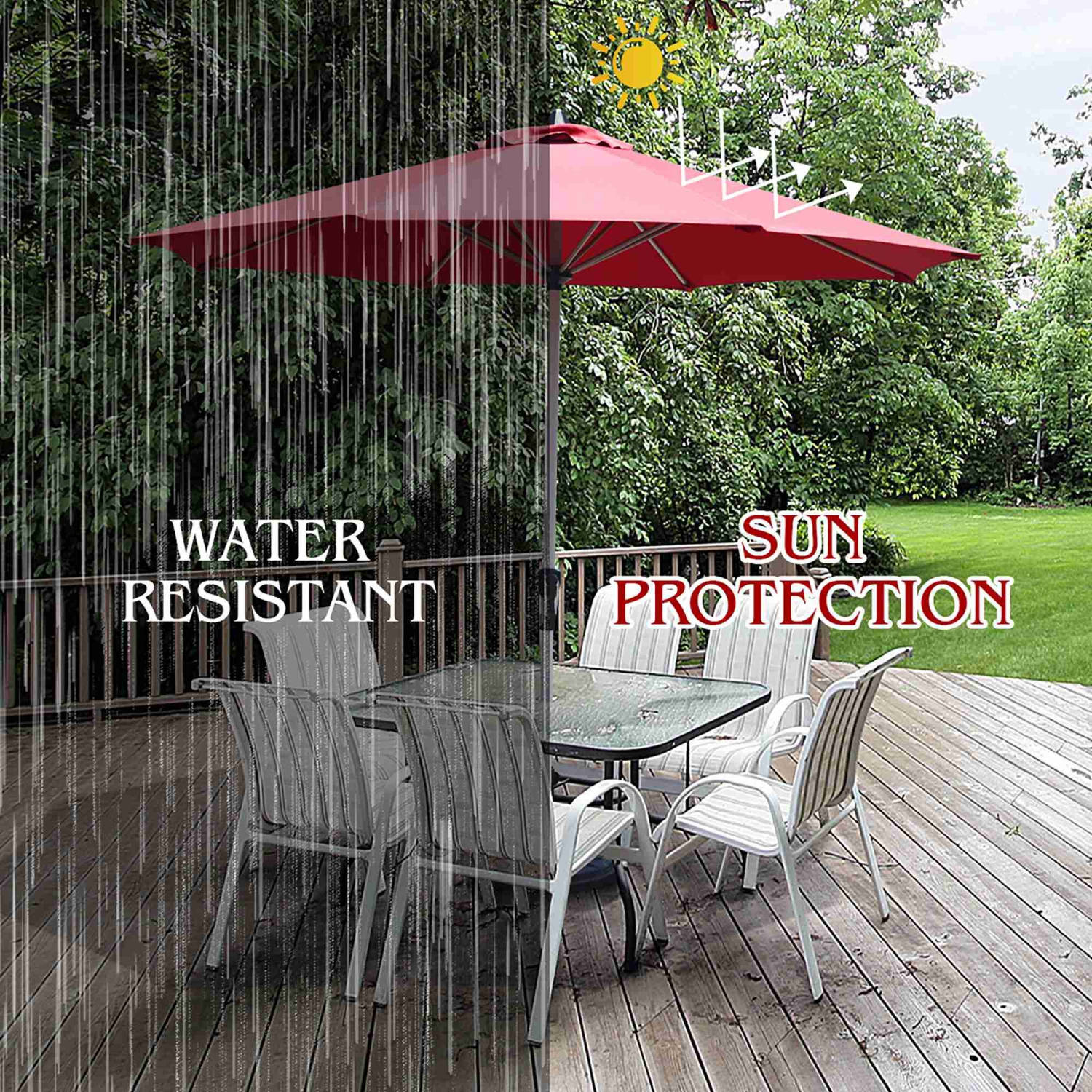 Costway 9' Patio Market Umbrella Outdoor Table Aluminum Crank W/8 Rib