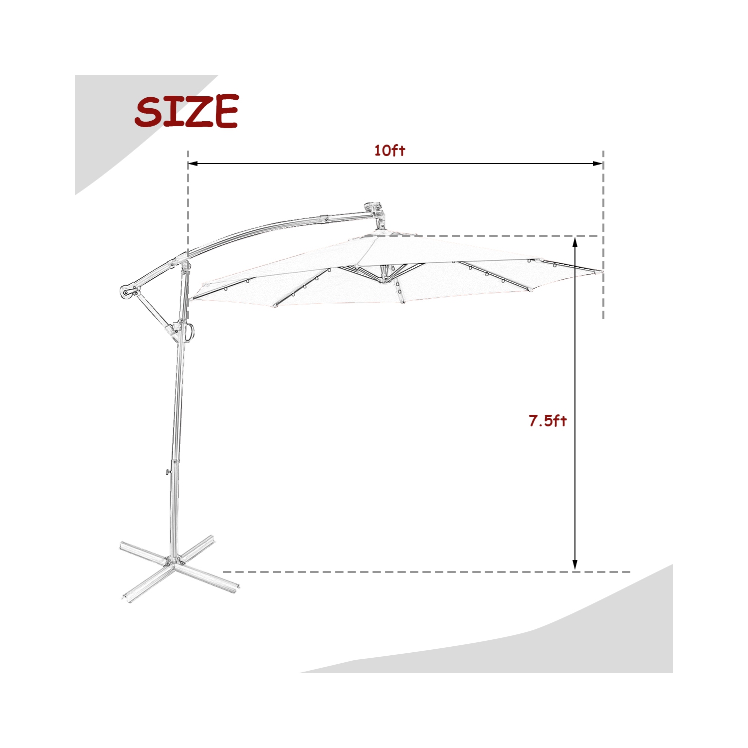 Parasol déporté solaire LED Costway 305cm