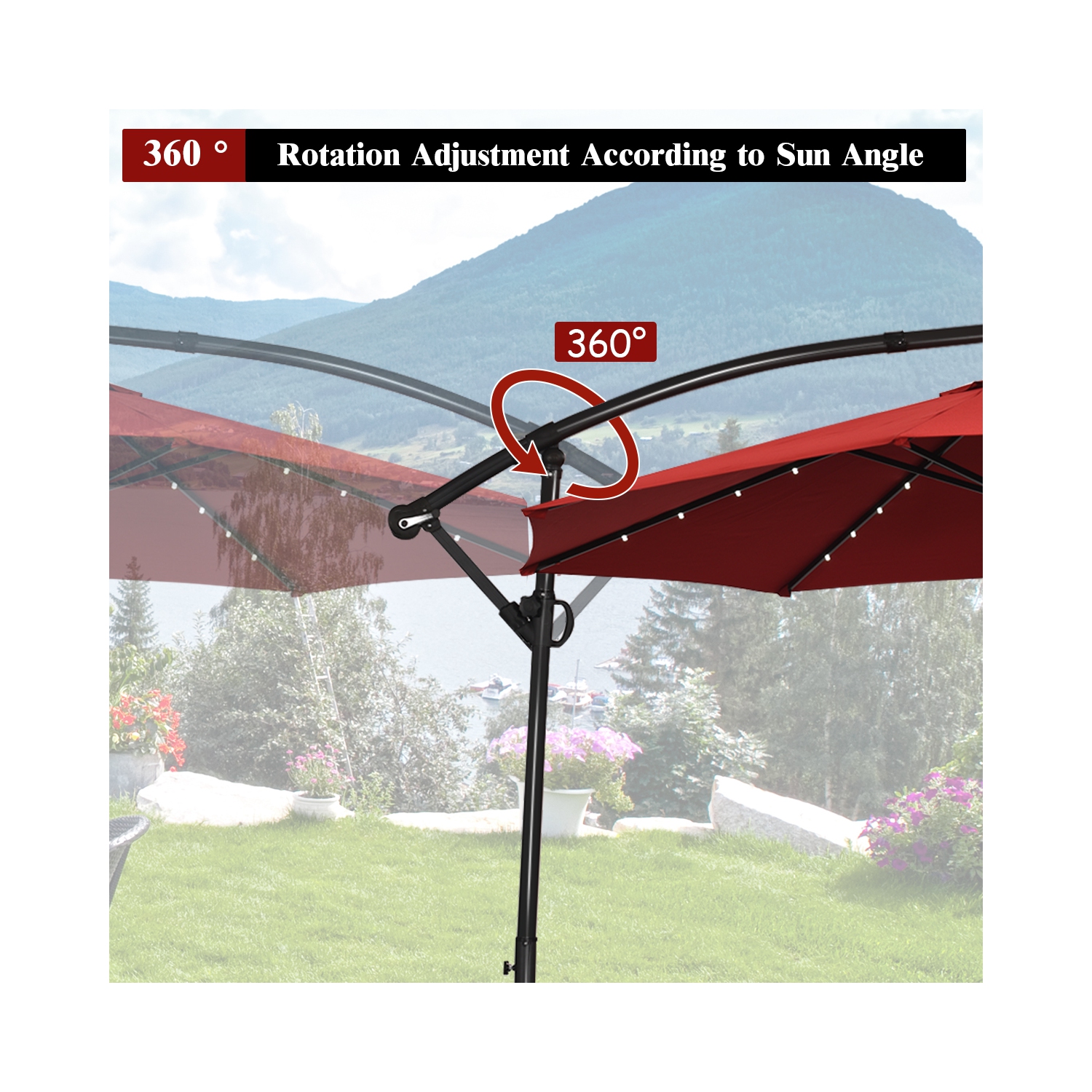 Parasol déporté solaire LED Costway 305cm