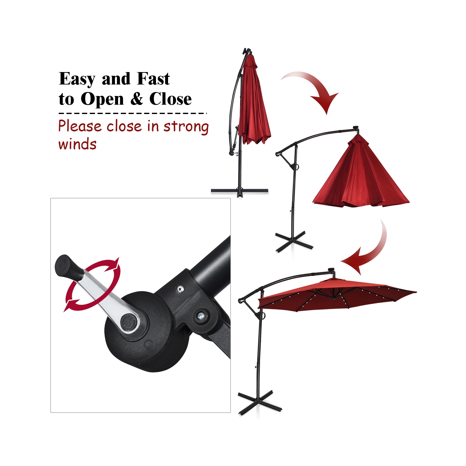 Parasol déporté solaire LED Costway 305cm