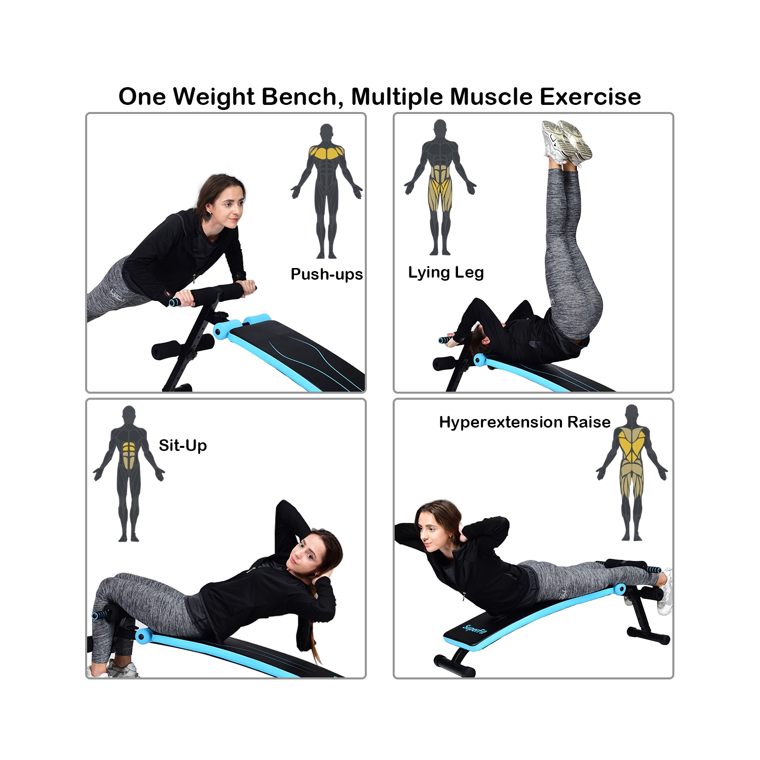 SuperFit Folding Weight Bench Adjustable Sit-up Board Workout Slant Bench