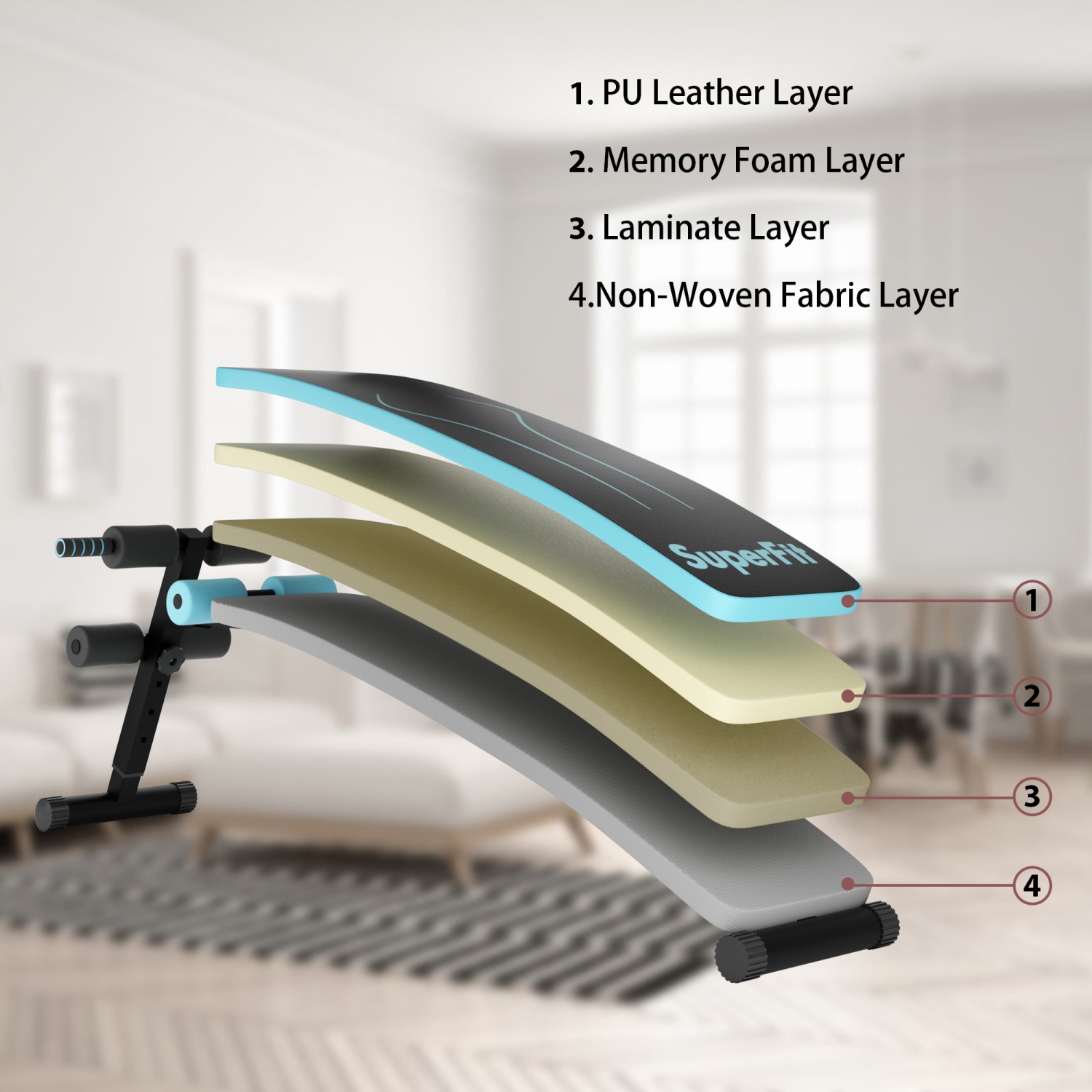 SuperFit Folding Weight Bench Adjustable Sit-up Board Workout Slant Bench