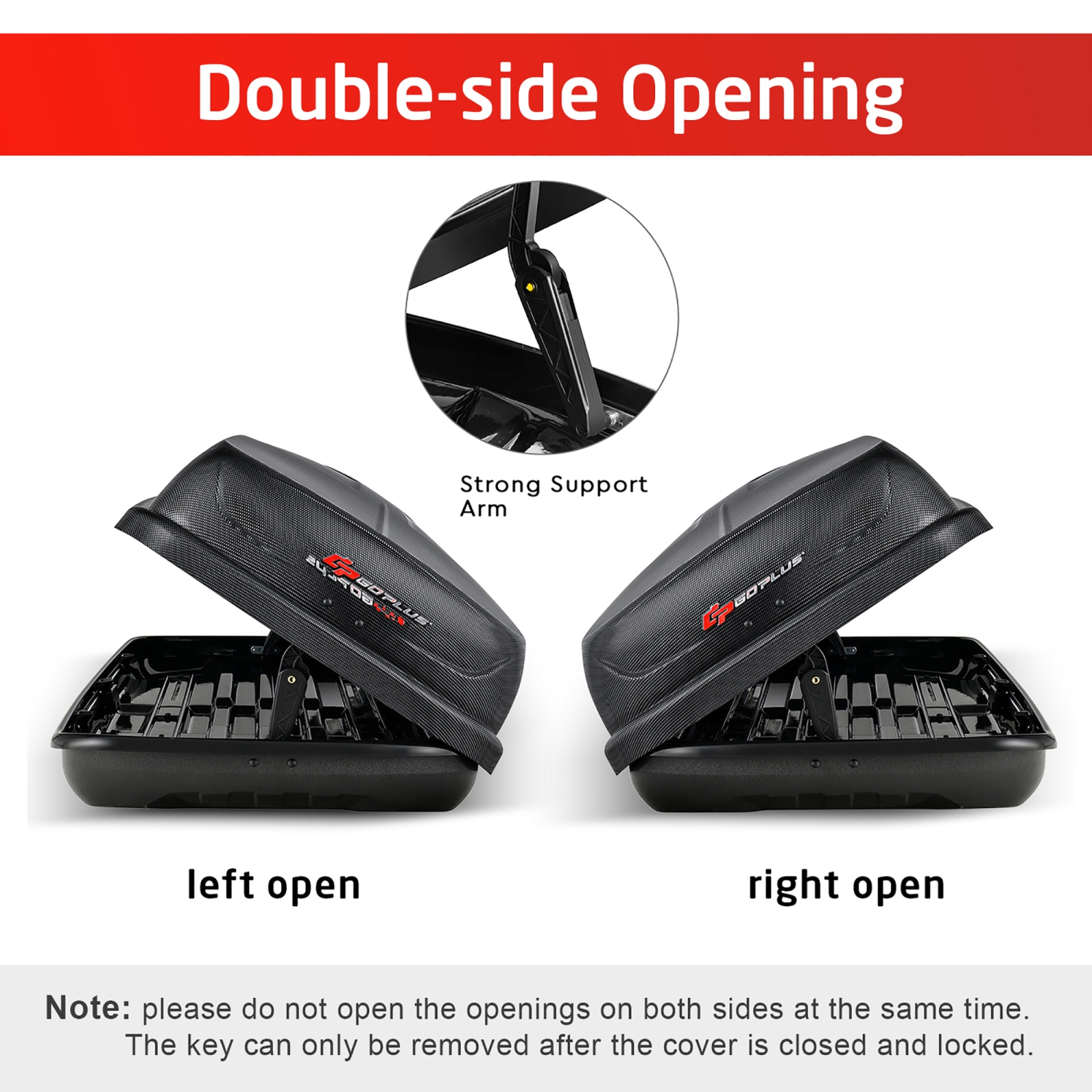 Goplus 14 Cubic Feet Cargo Box Dual-sided Opening Car Roof Box Rack Mount Carrier