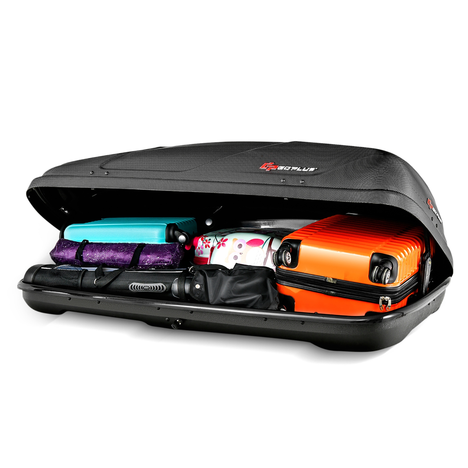 Goplus 14 Cubic Feet Cargo Box Dual-sided Opening Car Roof Box Rack Mount Carrier