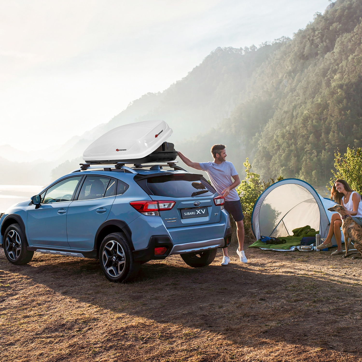 Goplus 14 Cubic Feet Cargo Box Dual-sided Opening Car Roof Box Rack Mount Carrier