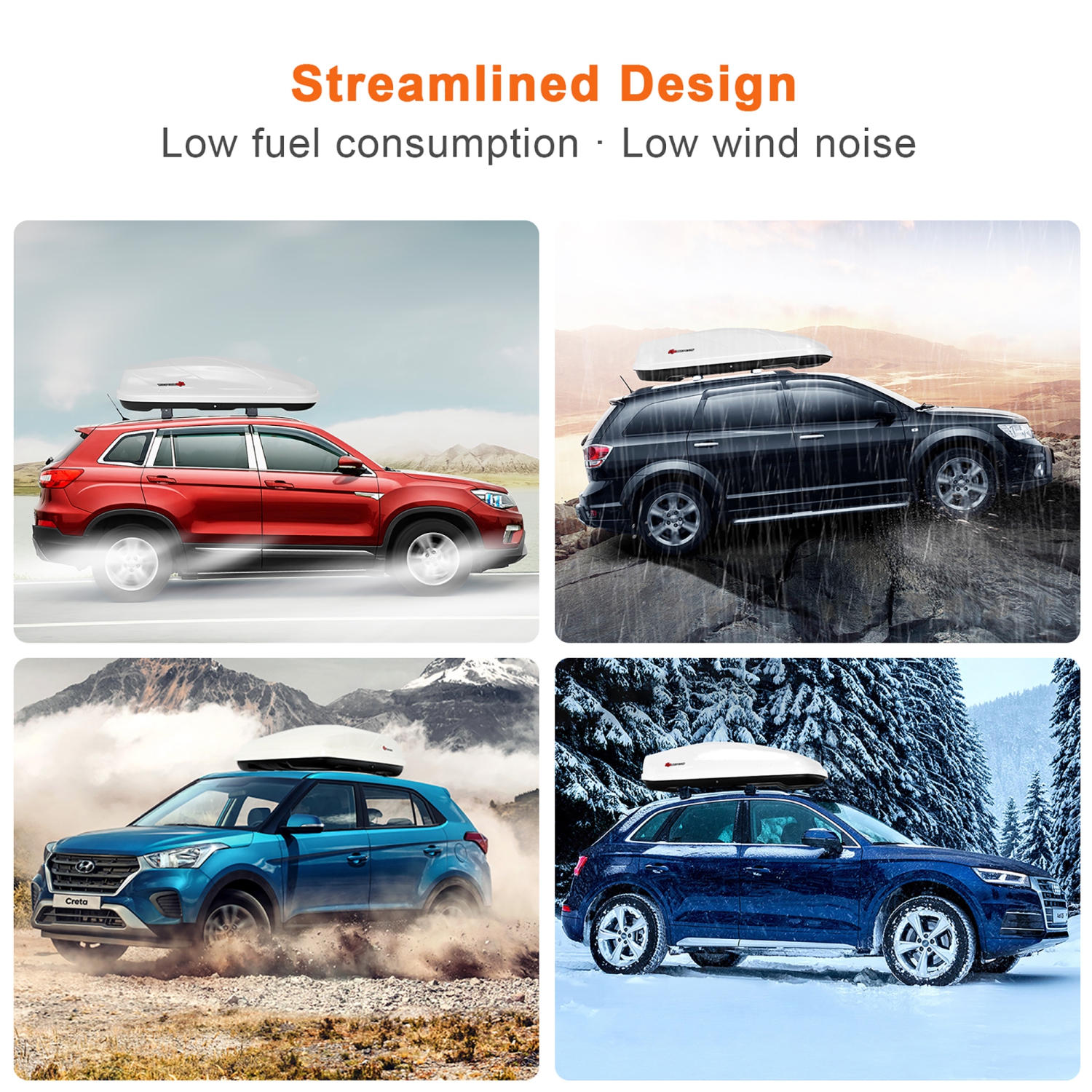 Goplus 14 Cubic Feet Cargo Box Dual-sided Opening Car Roof Box Rack Mount Carrier