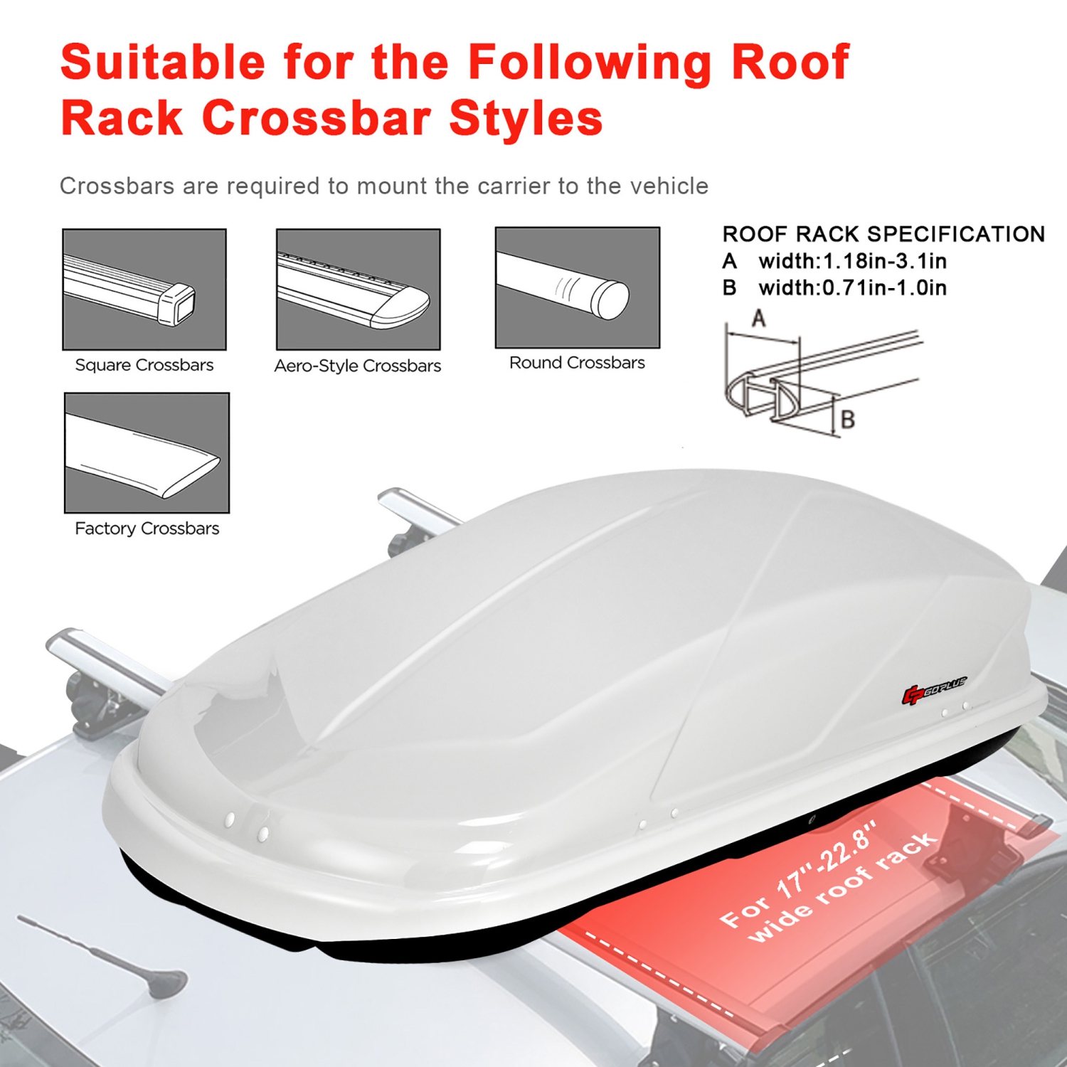 Goplus 14 Cubic Feet Cargo Box Dual-sided Opening Car Roof Box Rack Mount Carrier