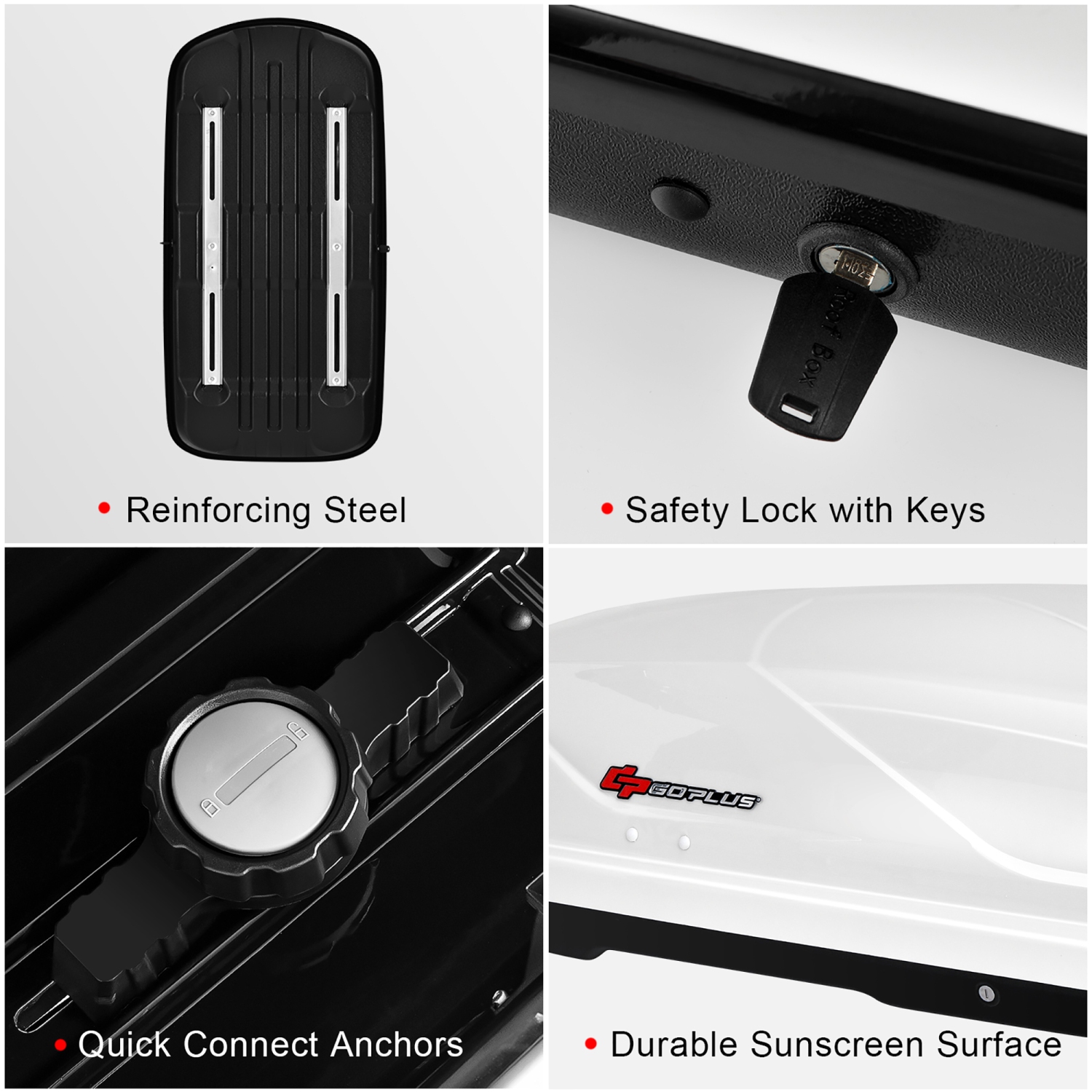 Goplus 14 Cubic Feet Cargo Box Dual-sided Opening Car Roof Box Rack Mount Carrier