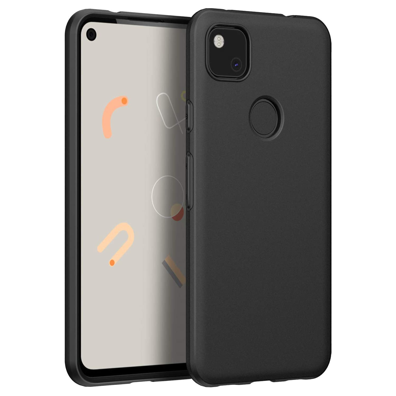 TopSave Matt Back TPU w/Glossy Bumper Case For Google Pixel 4A 5G 6.2"(2020), Black