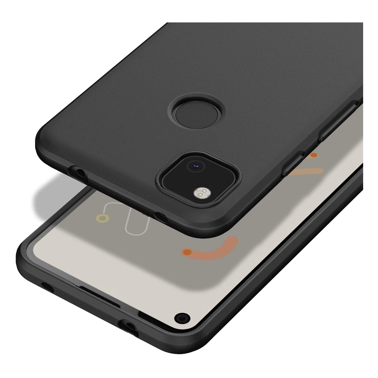 TopSave Matt Back TPU w/Glossy Bumper Case For Google Pixel 4A 5G 6.2"(2020), Black