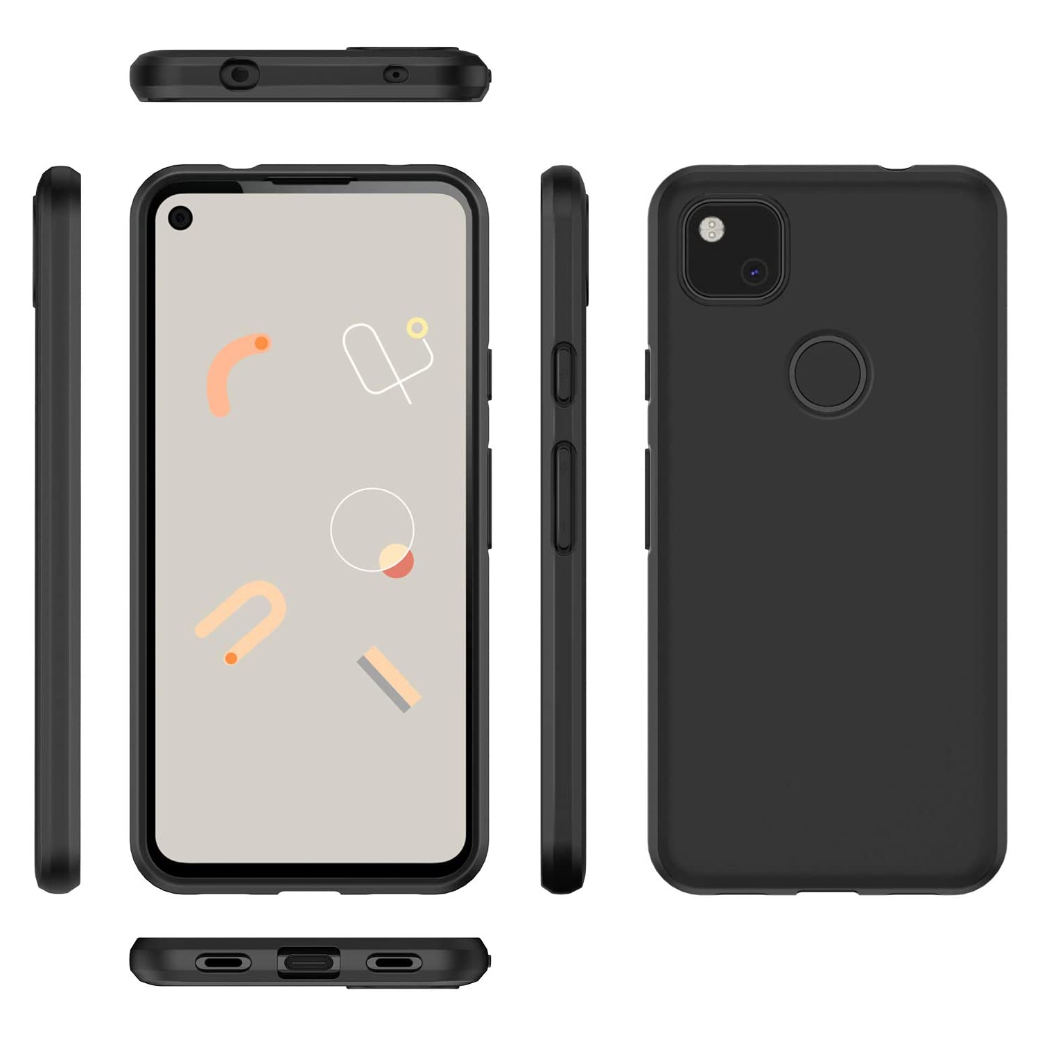 TopSave Matt Back TPU w/Glossy Bumper Case For Google Pixel 4A 5G 6.2"(2020), Black