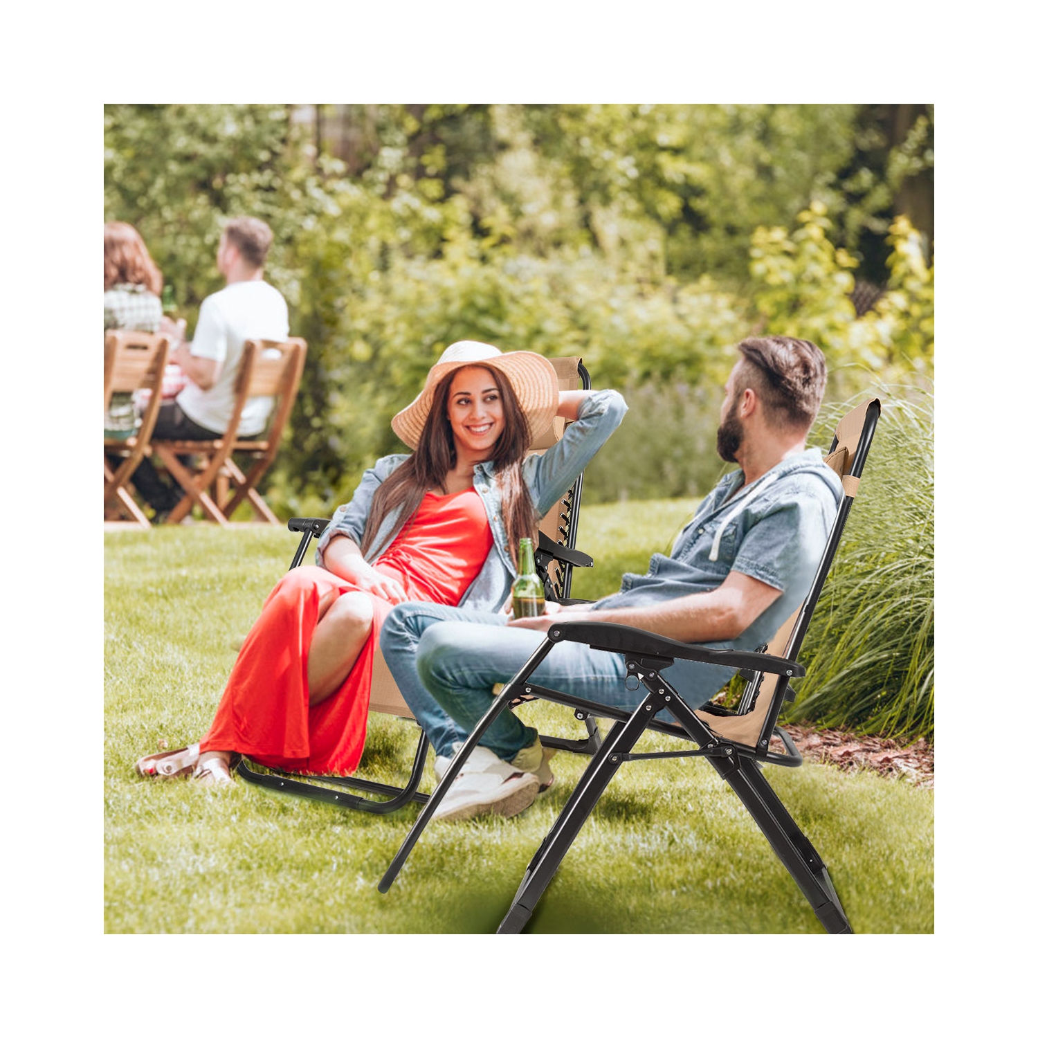 Marque Costway, Chaise à Zéro Gravité, Chaise longue surdimensionnée Très Résistante et Pliante Inclinable pour Patio