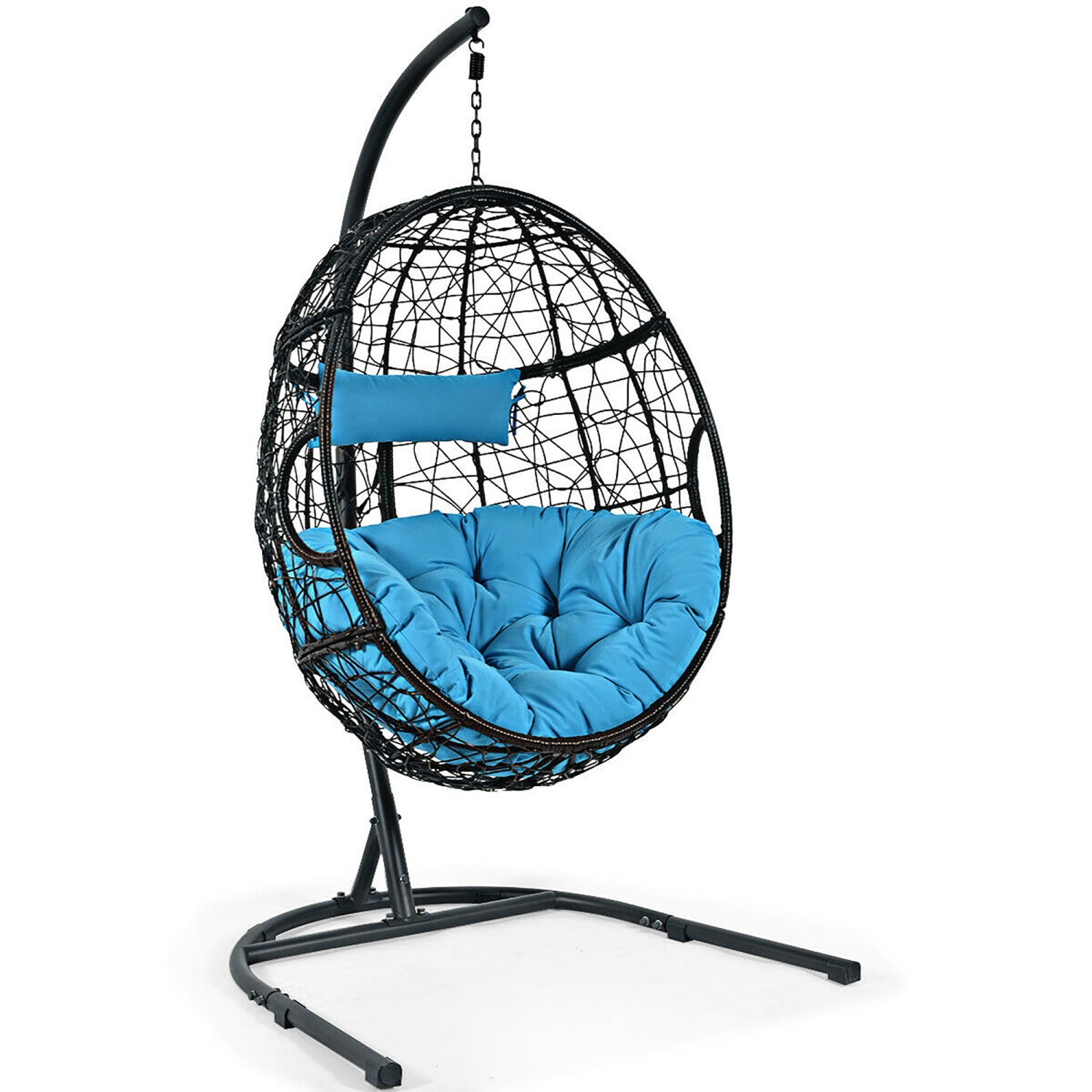 Costway Hammock Chair with Stand Hanging Cushioned Swing Egg Chair for Indoor