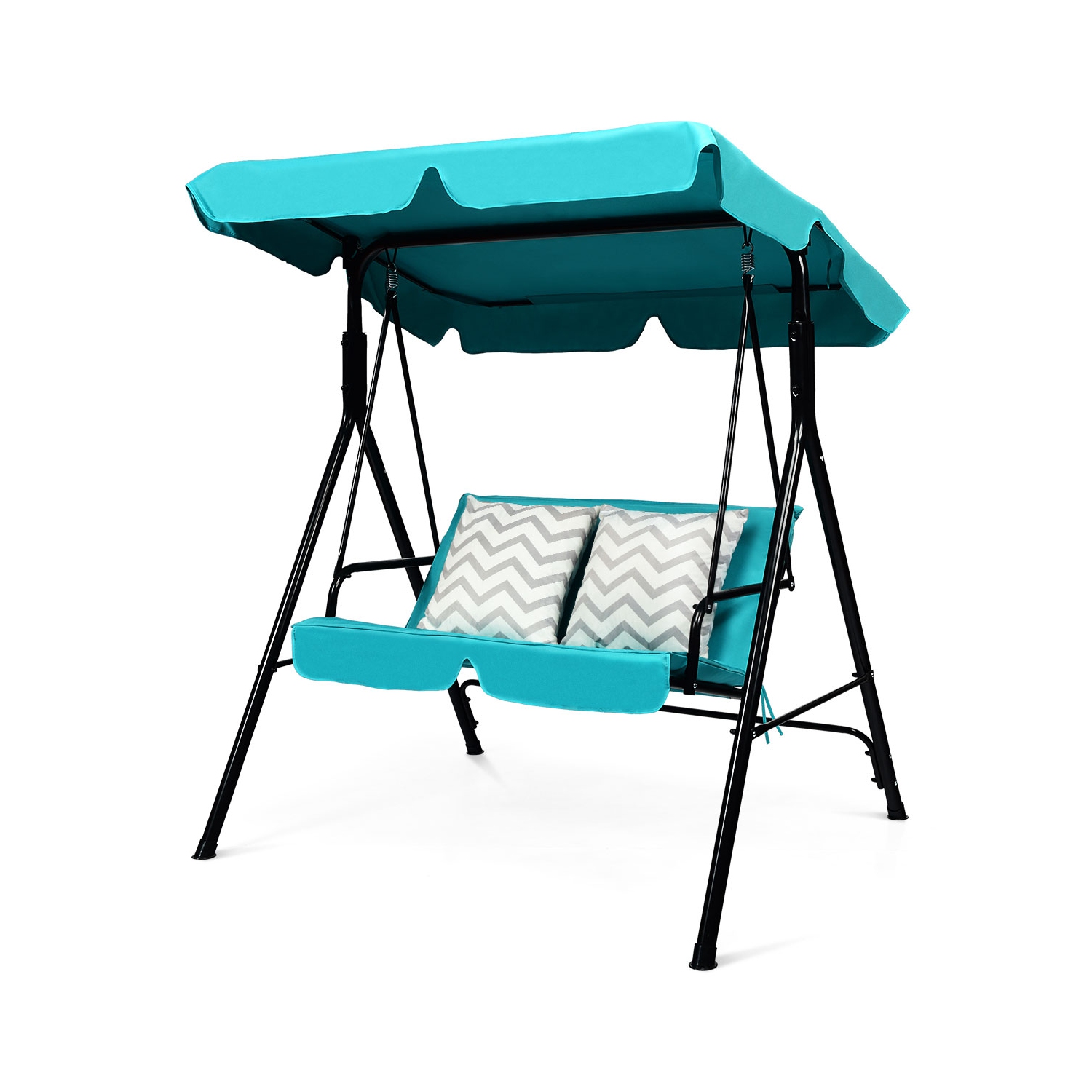 Costway Loveseat Patio Canopy Swing Glider Hammock Cushioned Blue