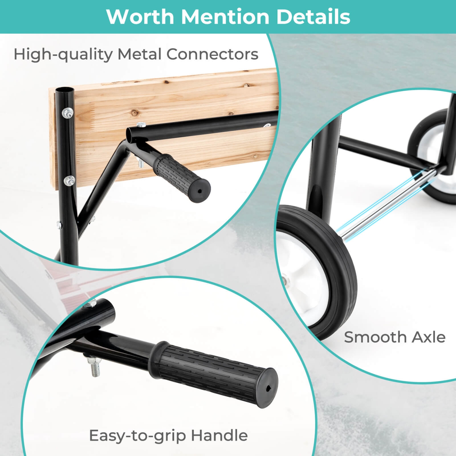 Chariot robuste à 4 roulettes lisses pour moteur de bateau extérieur de Costway