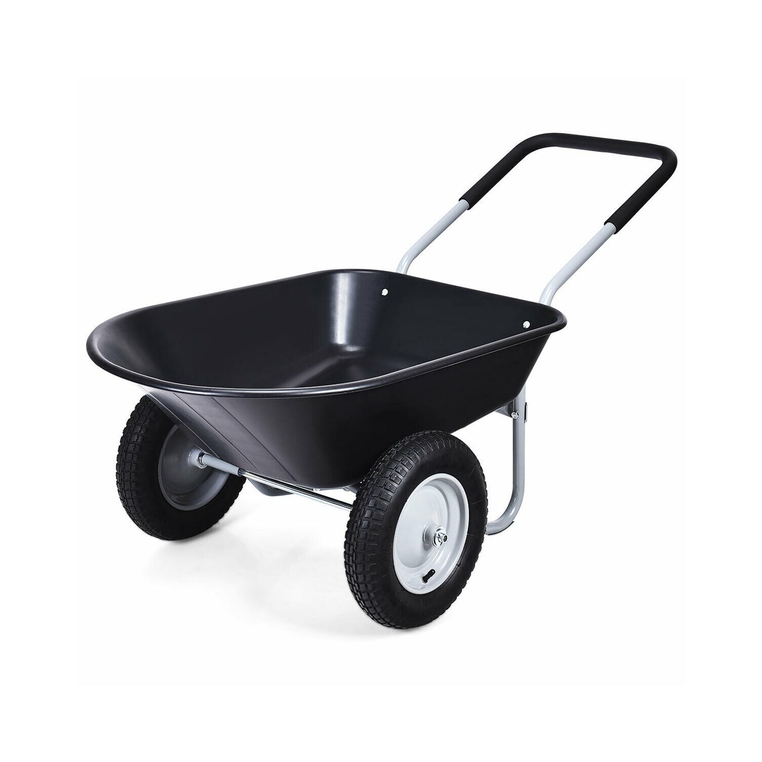 Costway 2 Tire Wheelbarrow Cart Heavy-duty Dolly Utility Cart Black