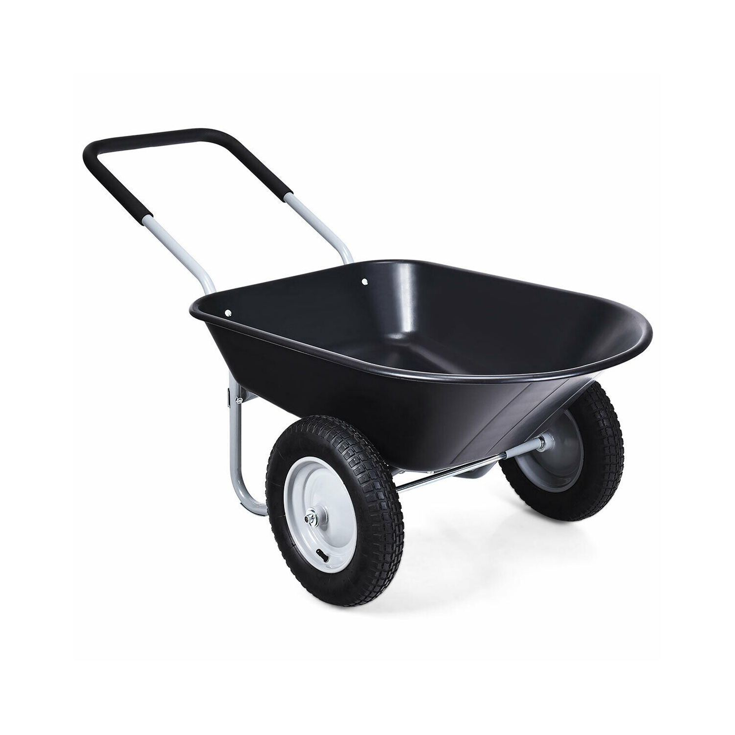 Costway 2 Tire Wheelbarrow Cart Heavy-duty Dolly Utility Cart Black