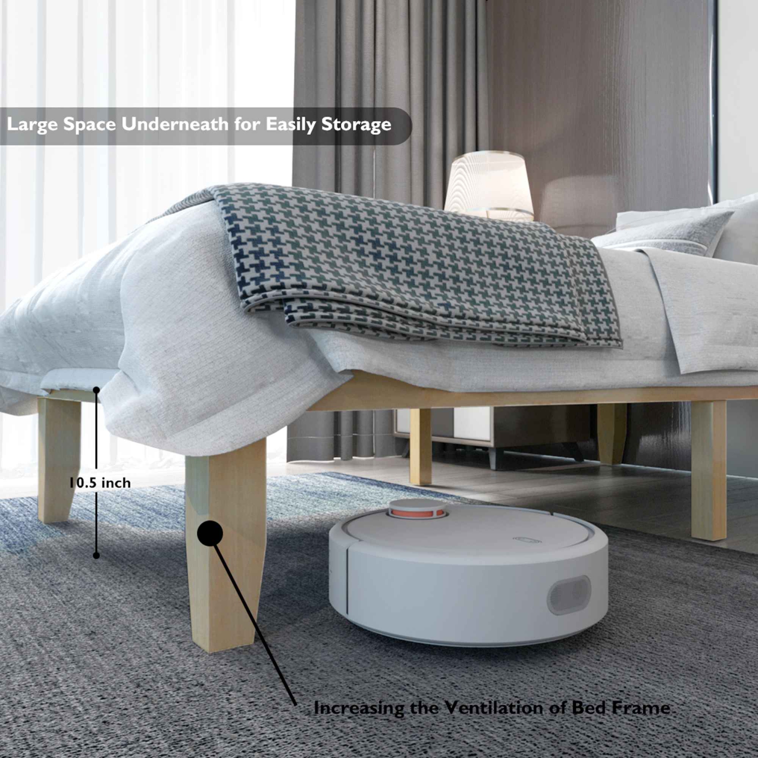 Costway Twin Size 14'' Wooden Bed Frame Mattress Platform Wood Slats Support