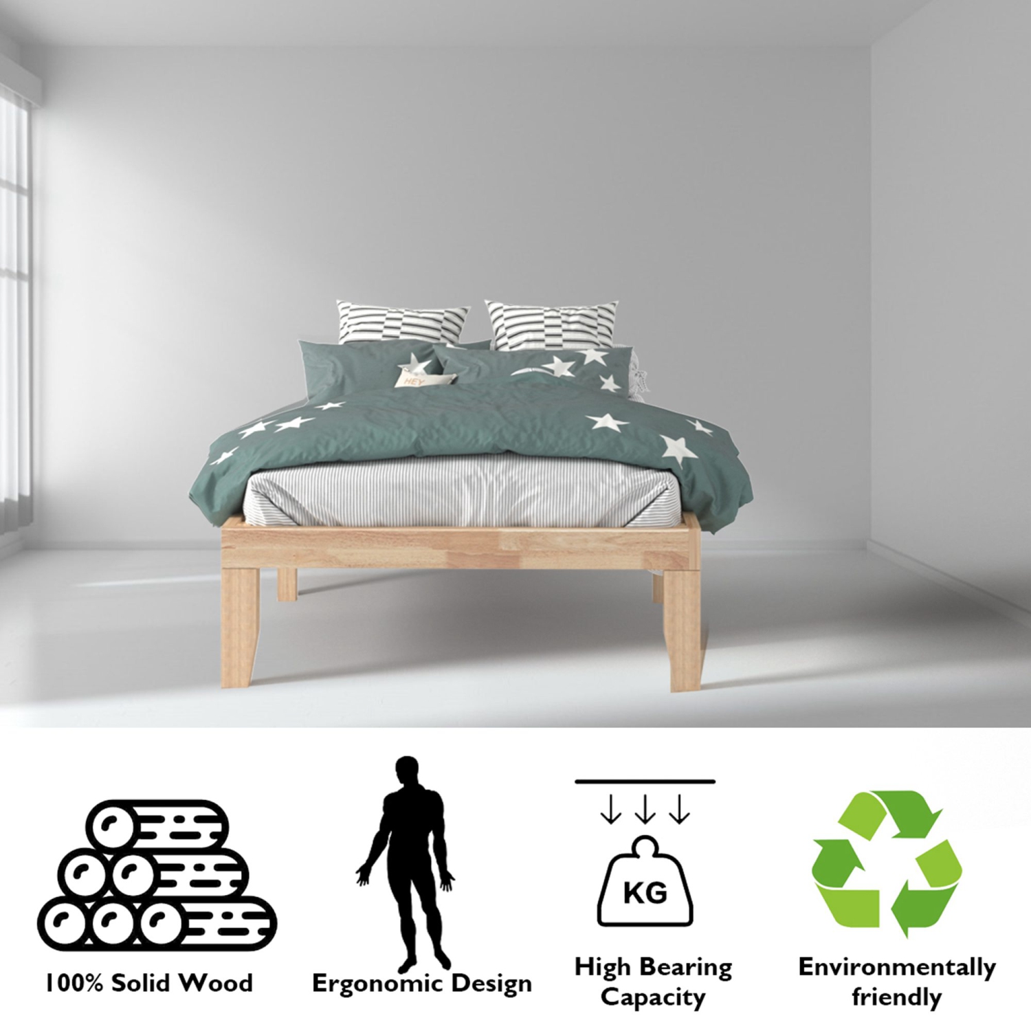 Costway Twin Size 14'' Wooden Bed Frame Mattress Platform Wood Slats Support