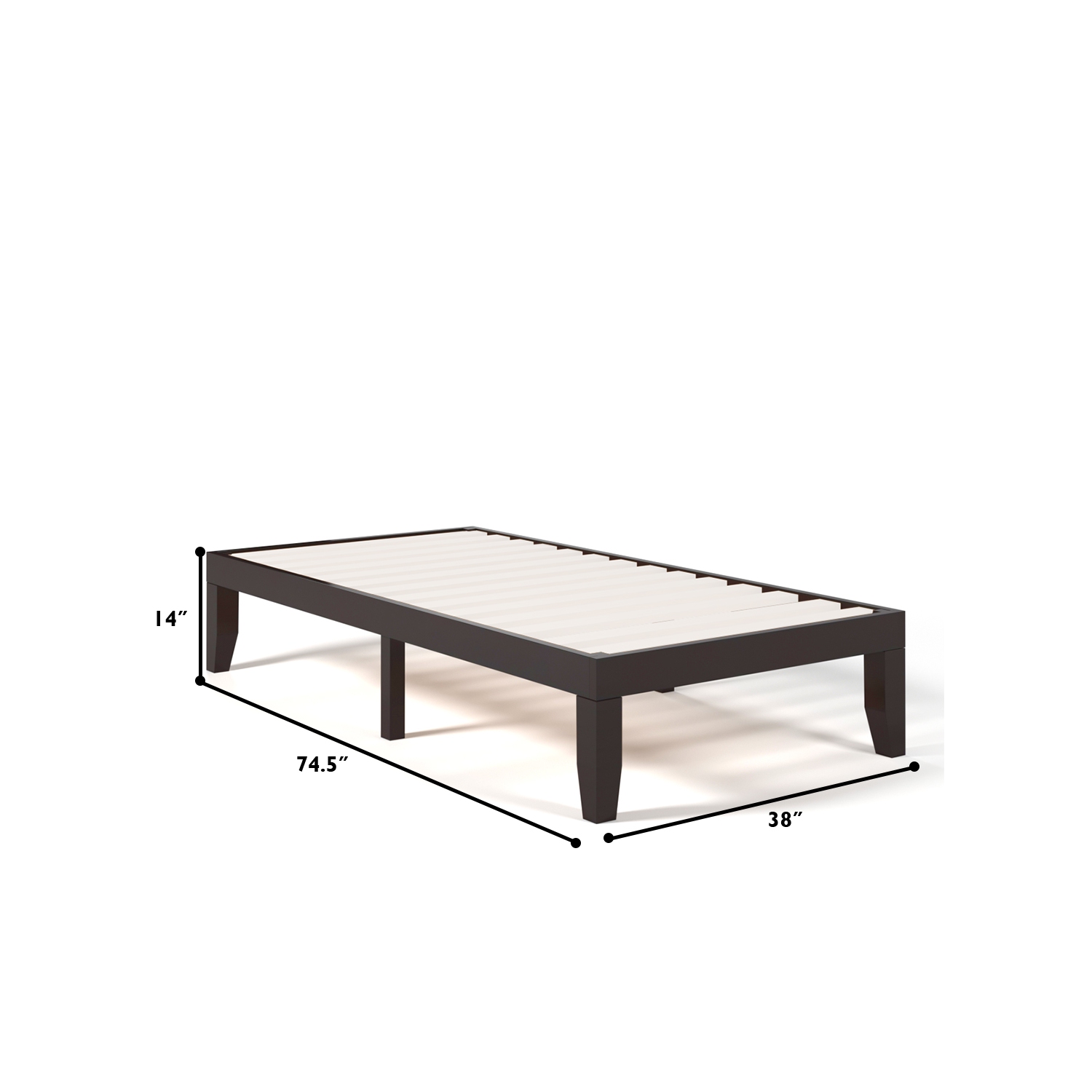 Costway Twin Size 14'' Wooden Bed Frame Mattress Platform Wood Slats Support EspressoNatural
