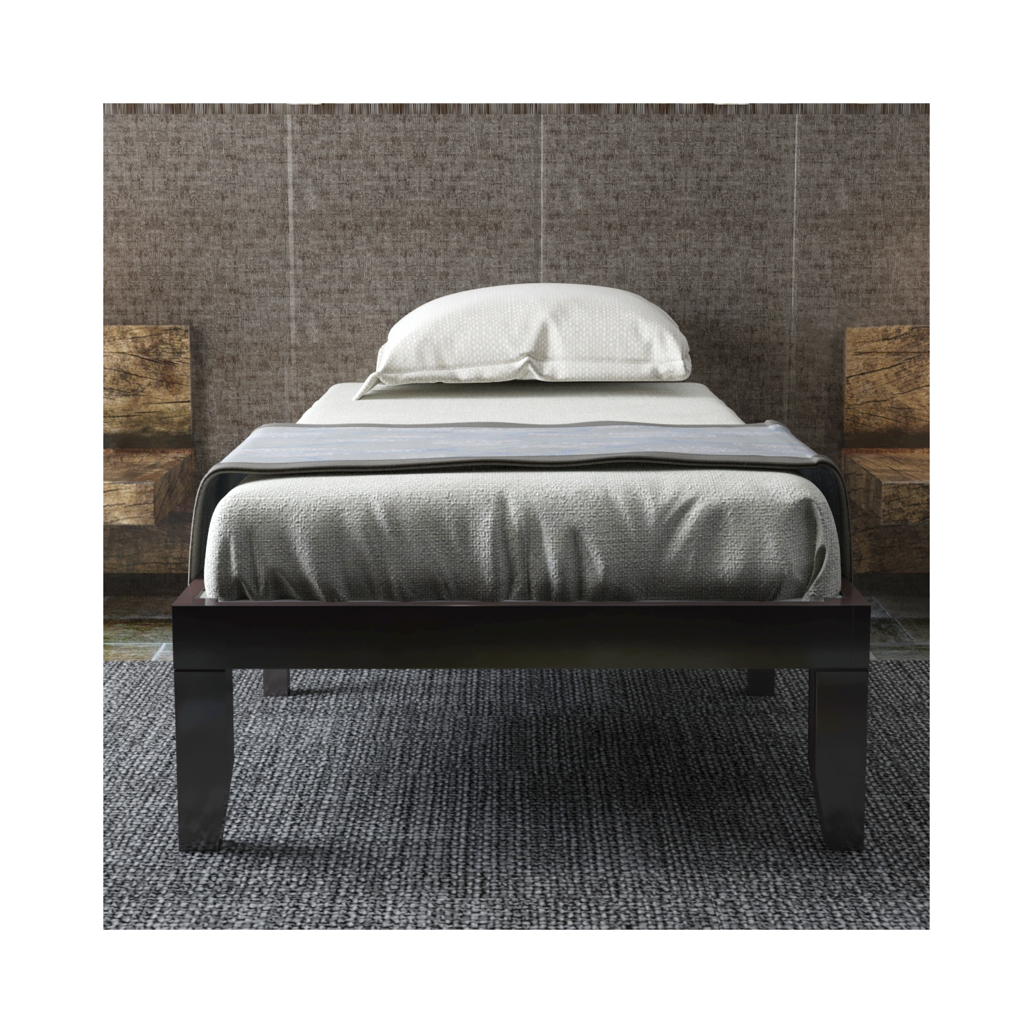 Costway Twin Size 14'' Wooden Bed Frame Mattress Platform Wood Slats Support EspressoNatural