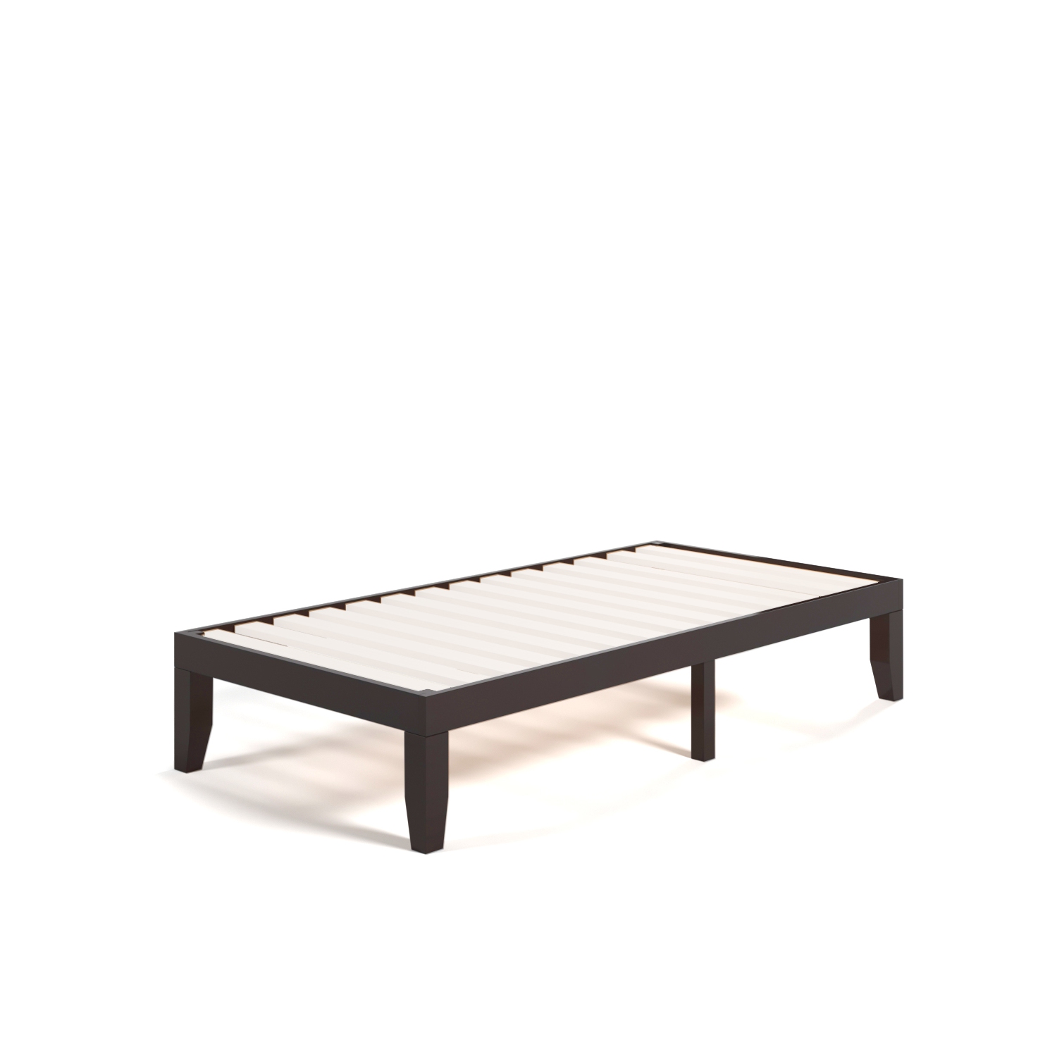 Costway Twin Size 14'' Wooden Bed Frame Mattress Platform Wood Slats Support EspressoNatural