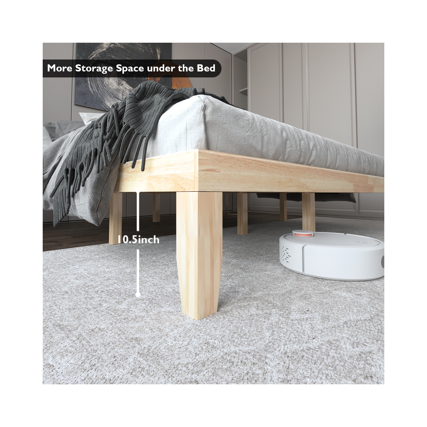 Costway King Size 14'' Wooden Bed Frame Mattress Platform Wood Slats Support