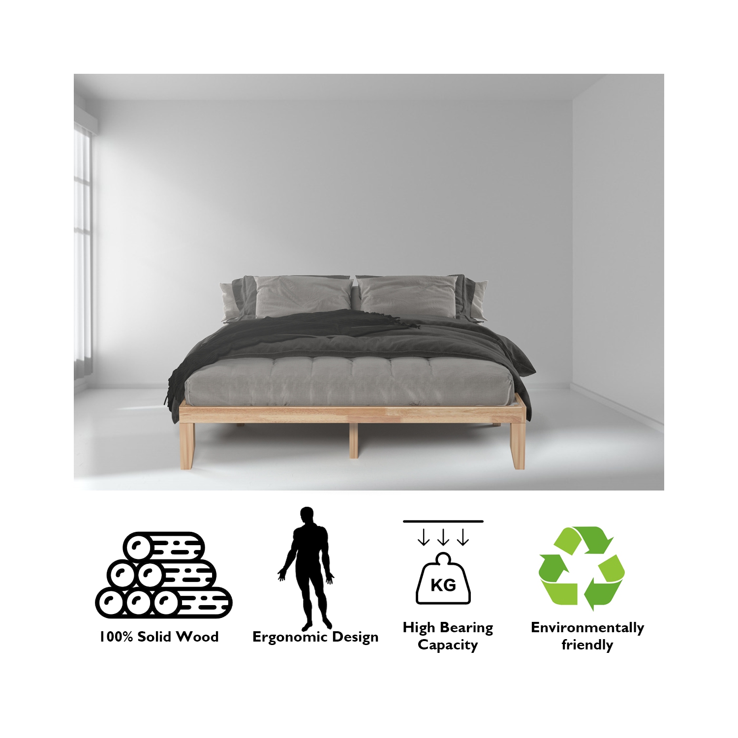 Costway King Size 14'' Wooden Bed Frame Mattress Platform Wood Slats Support