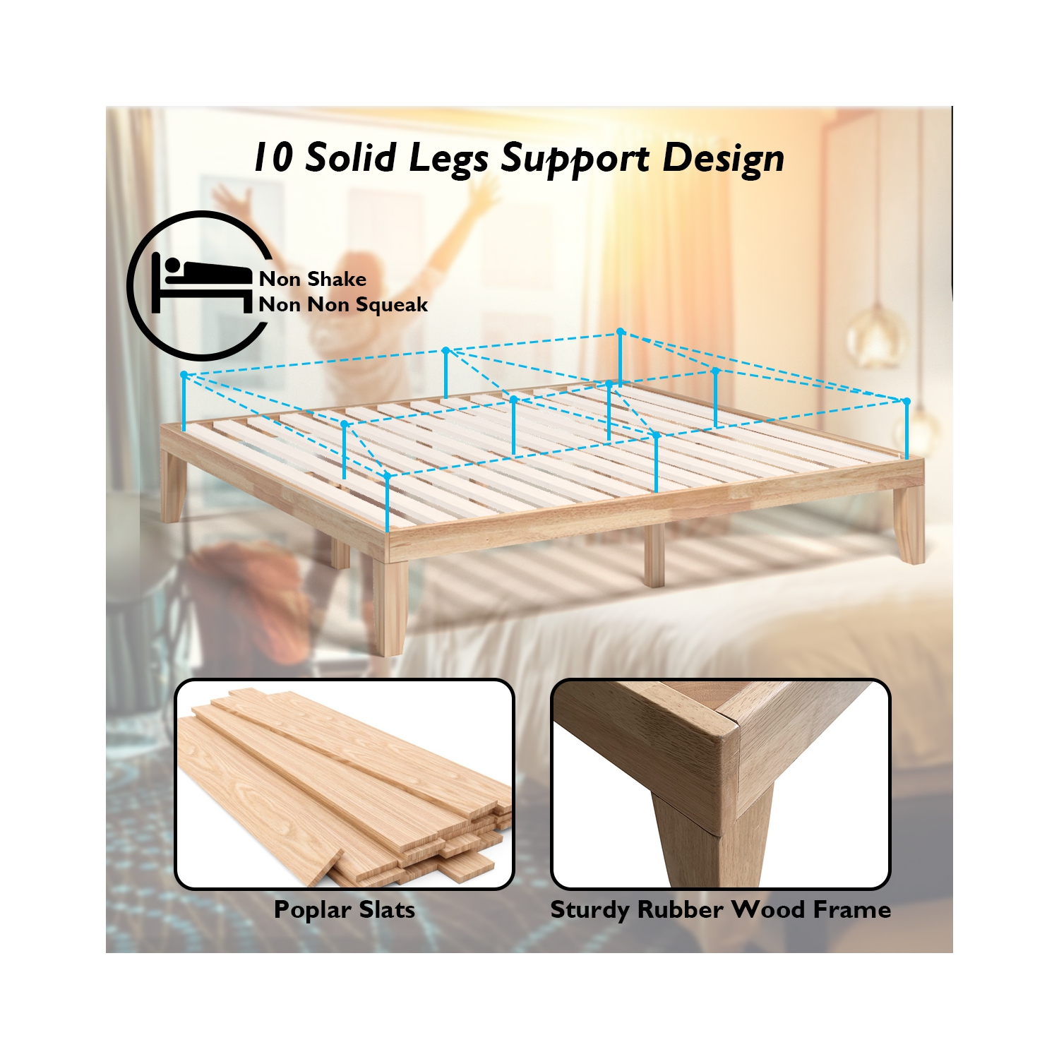 Costway King Size 14'' Wooden Bed Frame Mattress Platform Wood Slats Support