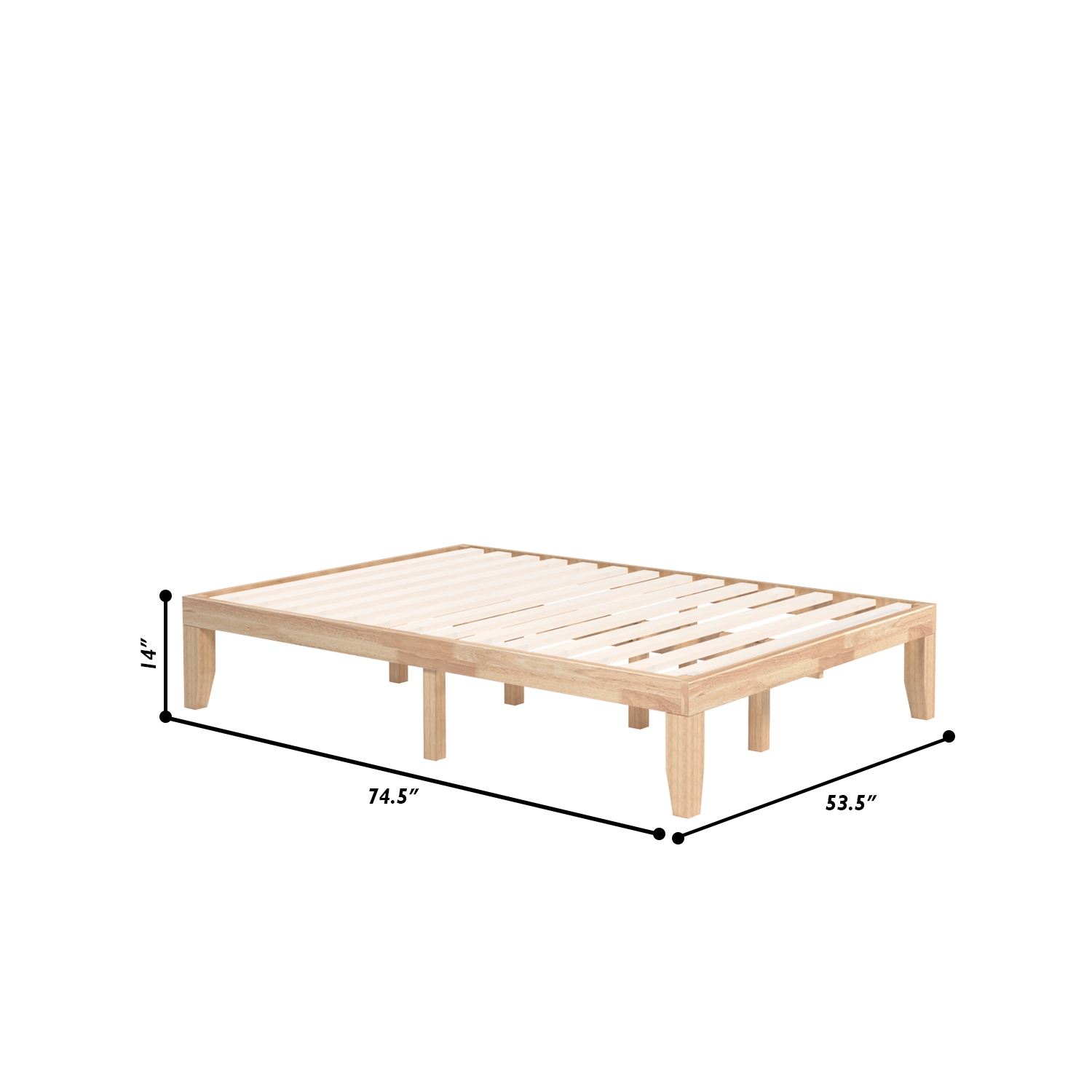 Costway Full Size 14'' Wooden Bed Frame Mattress Platform Wood Slats Support