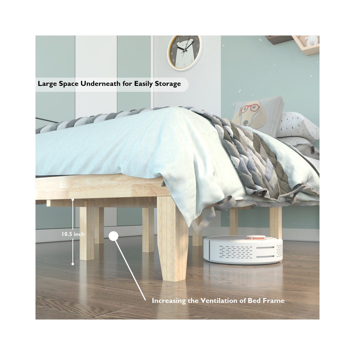 Costway Full Size 14'' Wooden Bed Frame Mattress Platform Wood Slats Support