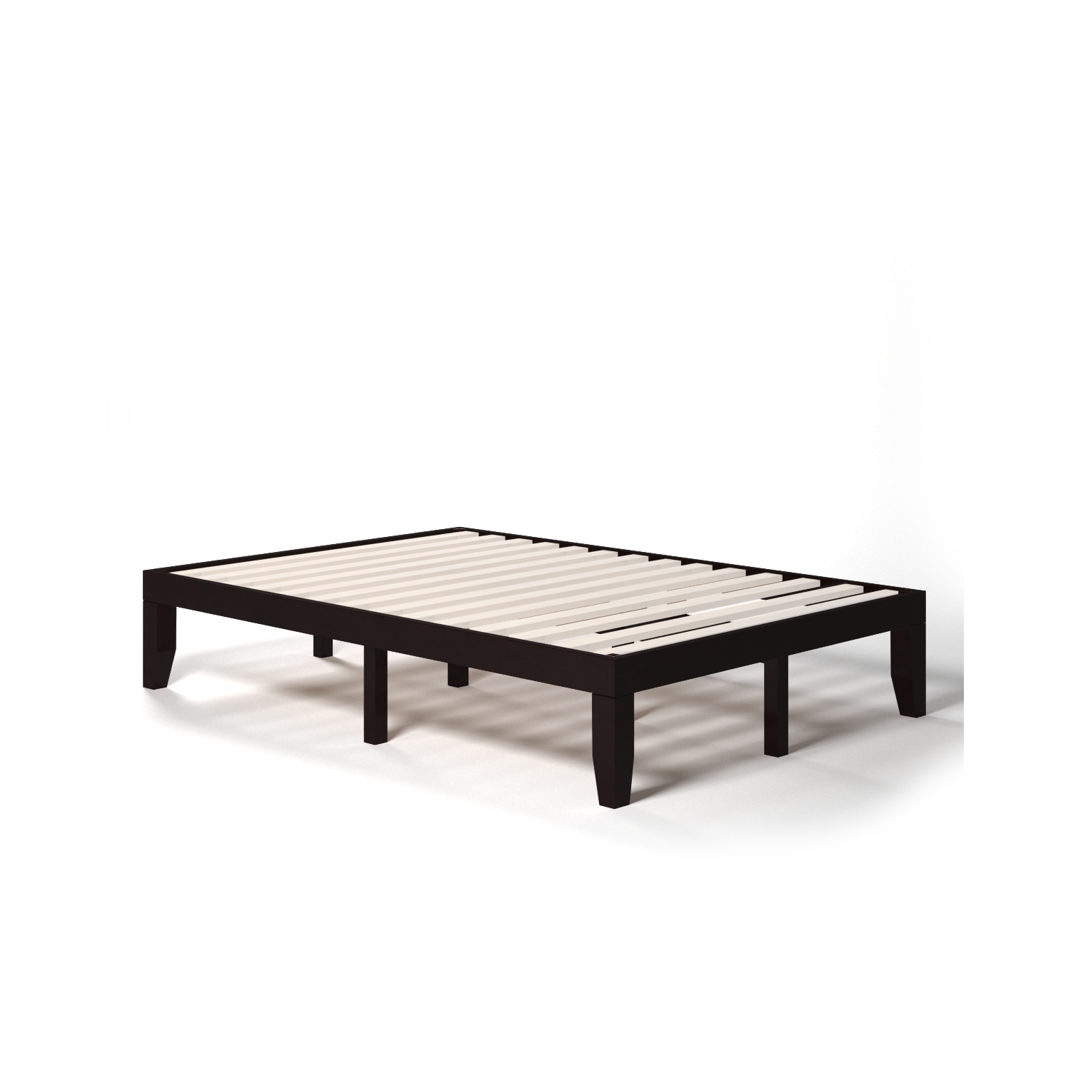 Costway Full Size 14'' Wooden Bed Frame Mattress Platform Wood Slats Support EspressoNatural