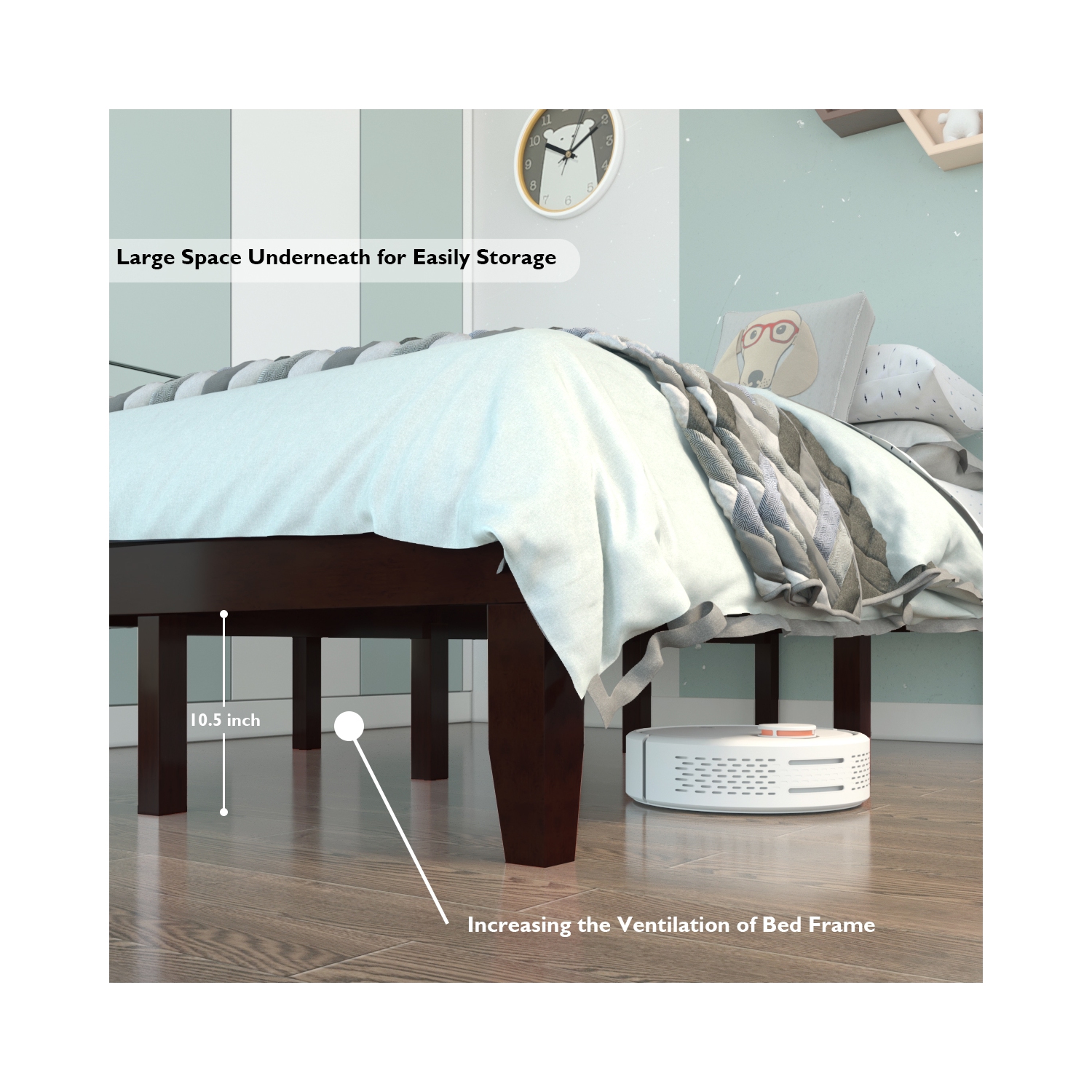 Costway Full Size 14'' Wooden Bed Frame Mattress Platform Wood Slats Support EspressoNatural