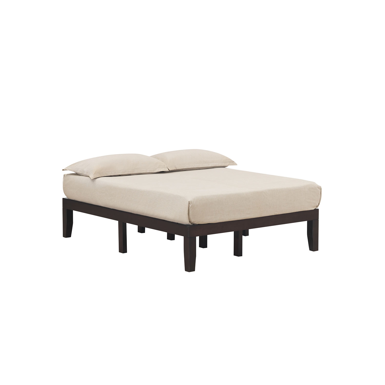 Costway Full Size 14'' Wooden Bed Frame Mattress Platform Wood Slats Support EspressoNatural