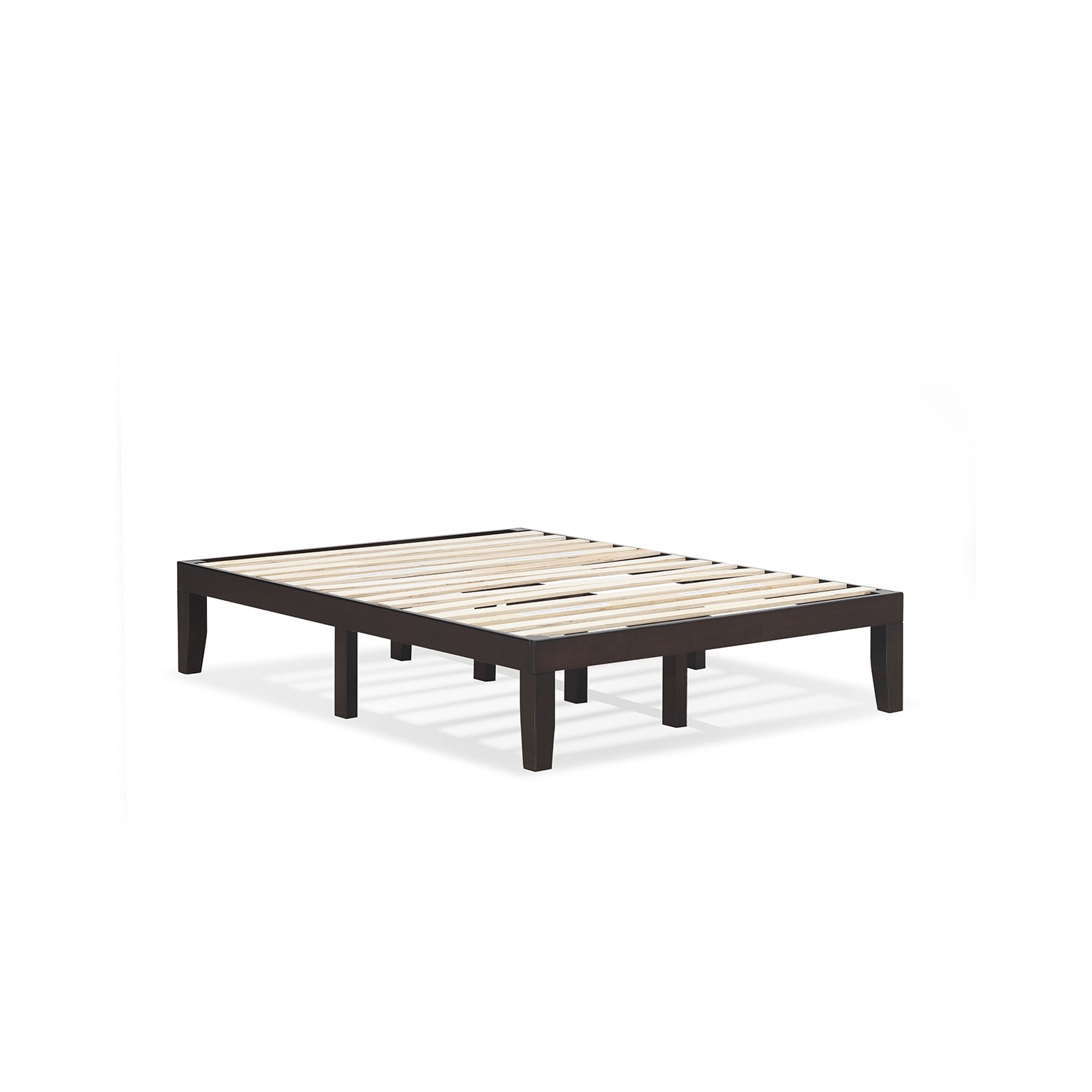 Costway Full Size 14'' Wooden Bed Frame Mattress Platform Wood Slats Support EspressoNatural