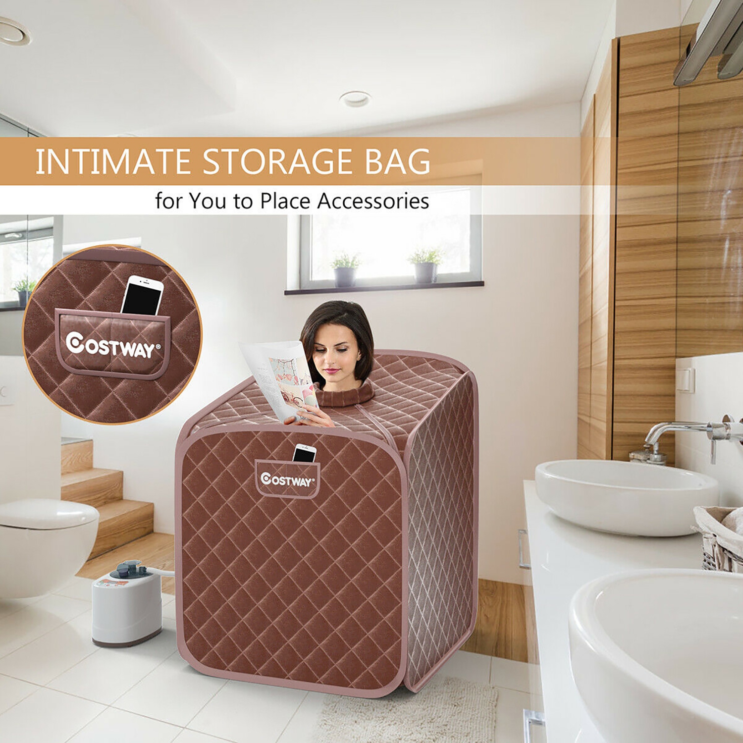 Costway Portable 2L Steam Sauna Spa Tent w/ Chair