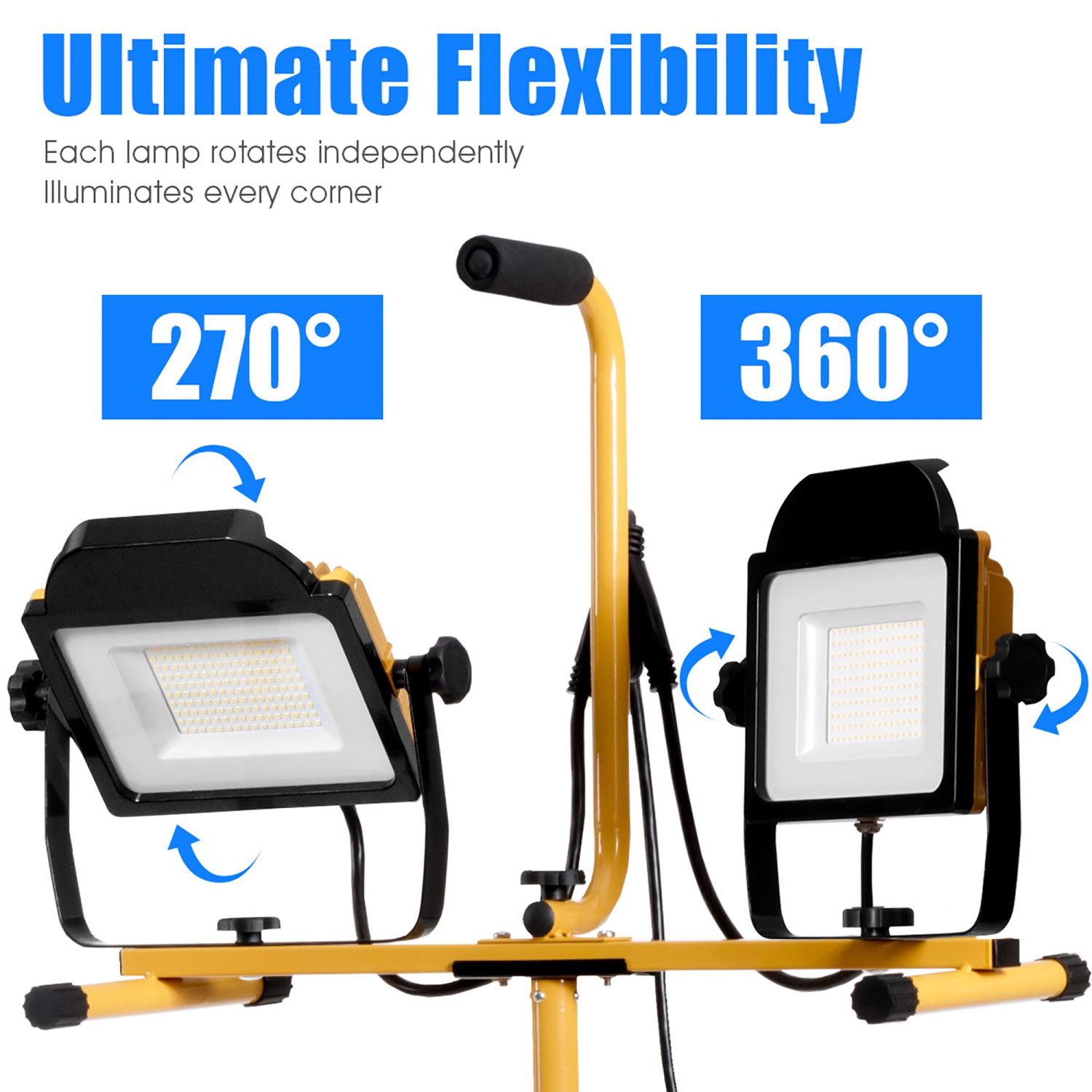 Costway 200W 20,000lm LED Dual-Head Work Light w/Adjustable Tripod Stand IP65 Waterproof