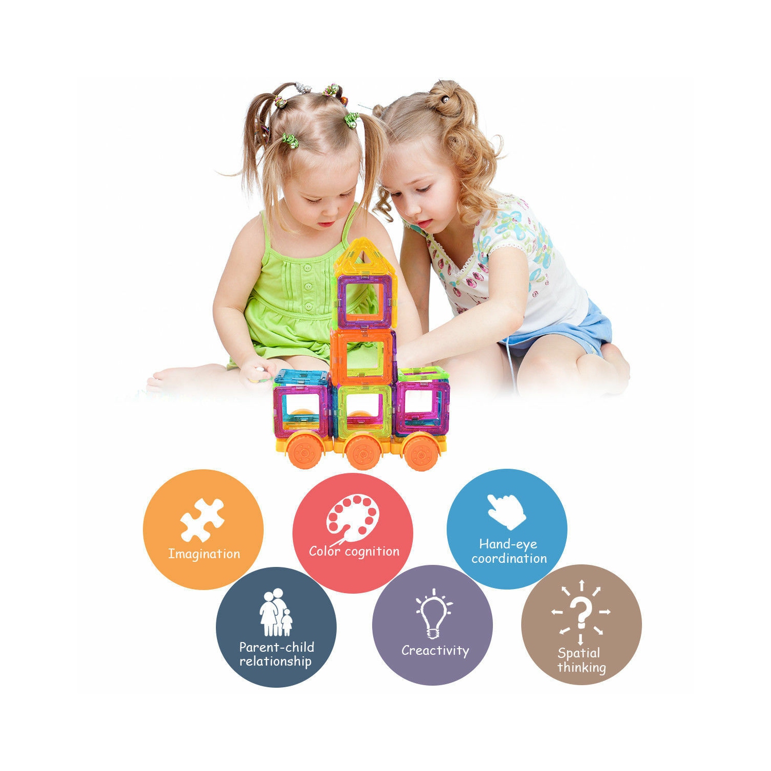 Costway 158 Pcs Magical Magnet Building Block Educational Toy For Kids Colorful Gift Set