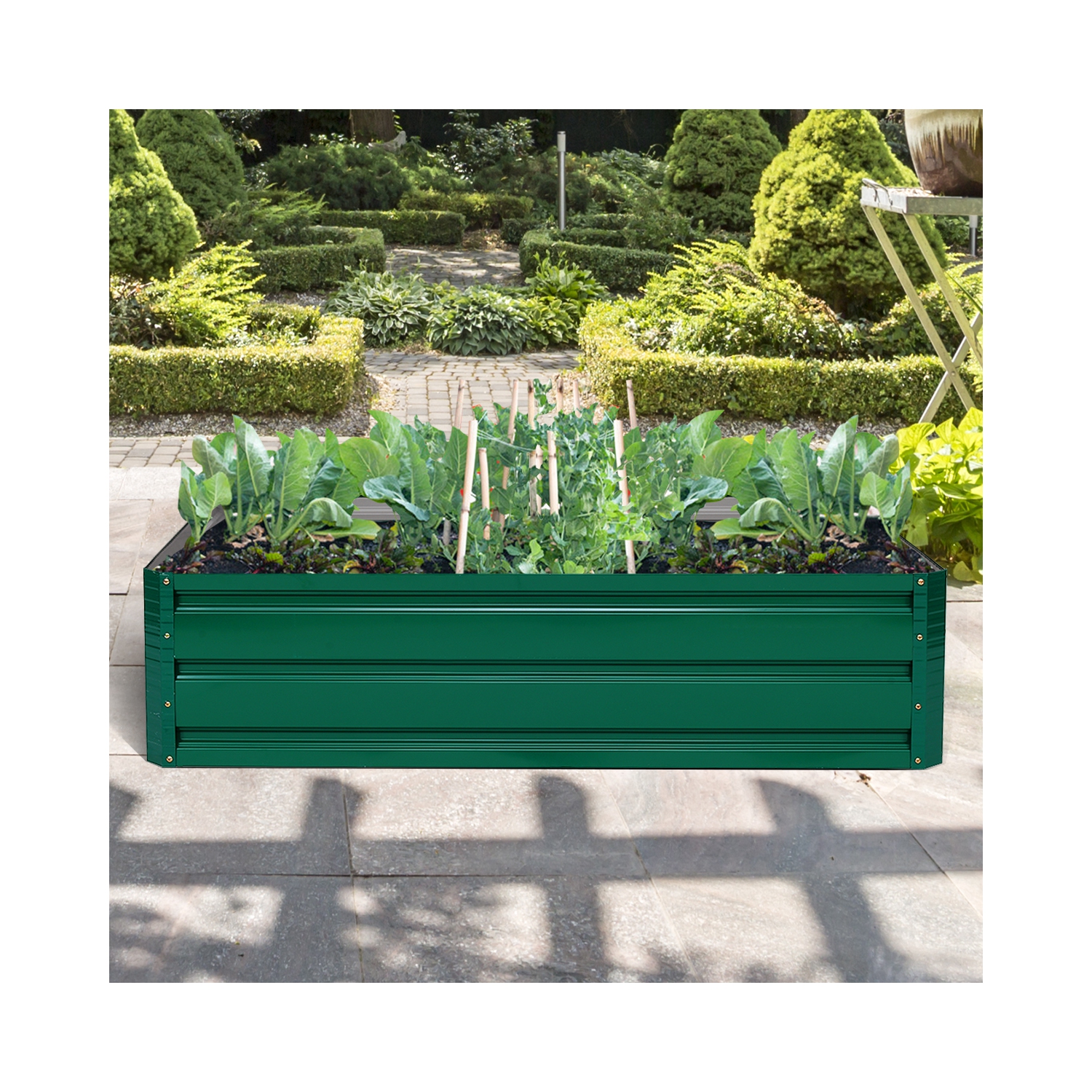 Costway 40"x32" Patio Raised Garden Bed Vegetable Flower Plant Dark Green New