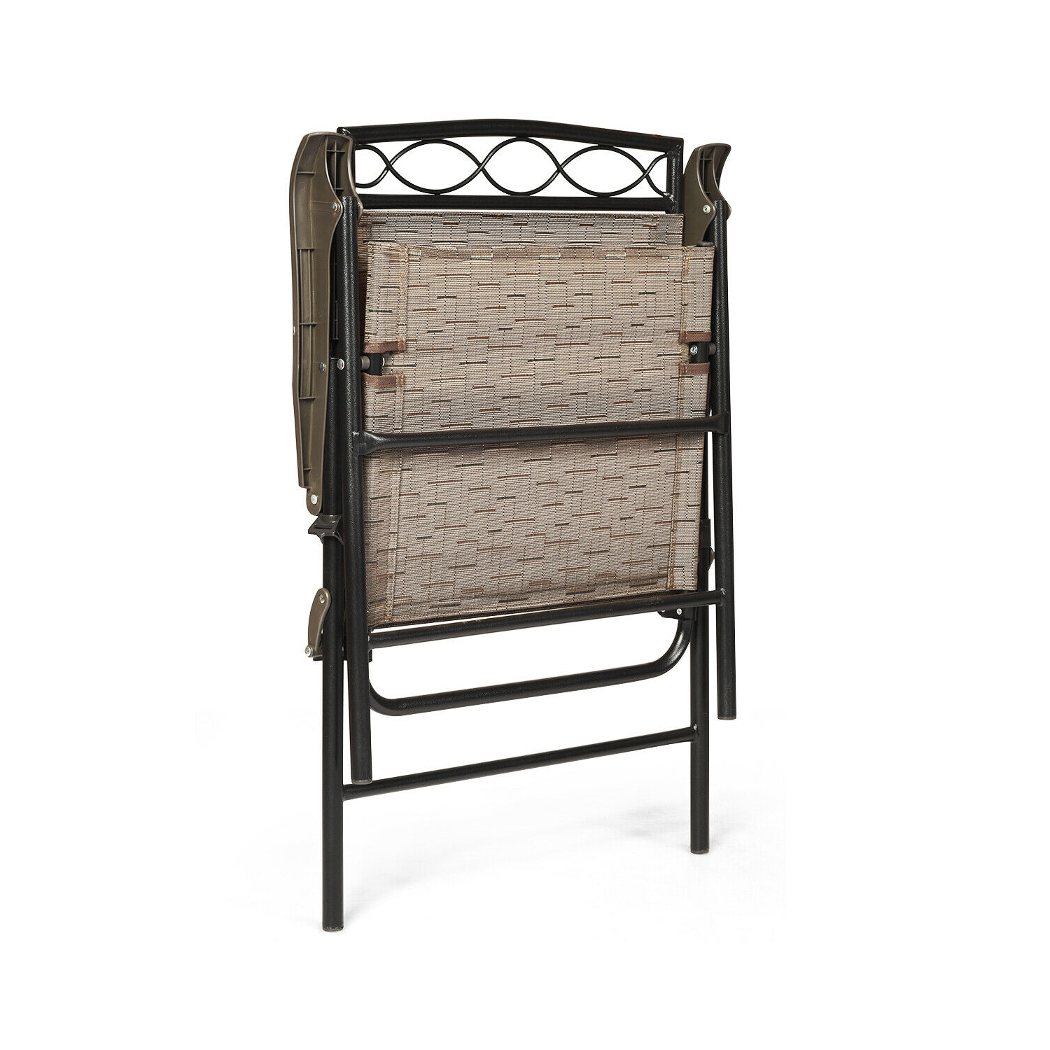 Costway Set of 4 Patio Folding Chairs Sling Portable Dining Chair Set w/ Armrest