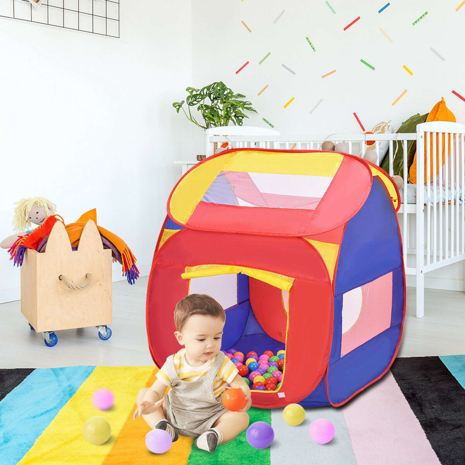 Costway Portable Kid Baby Play House Indoor Outdoor Toy Tent Game Playhut W/ 100 Balls