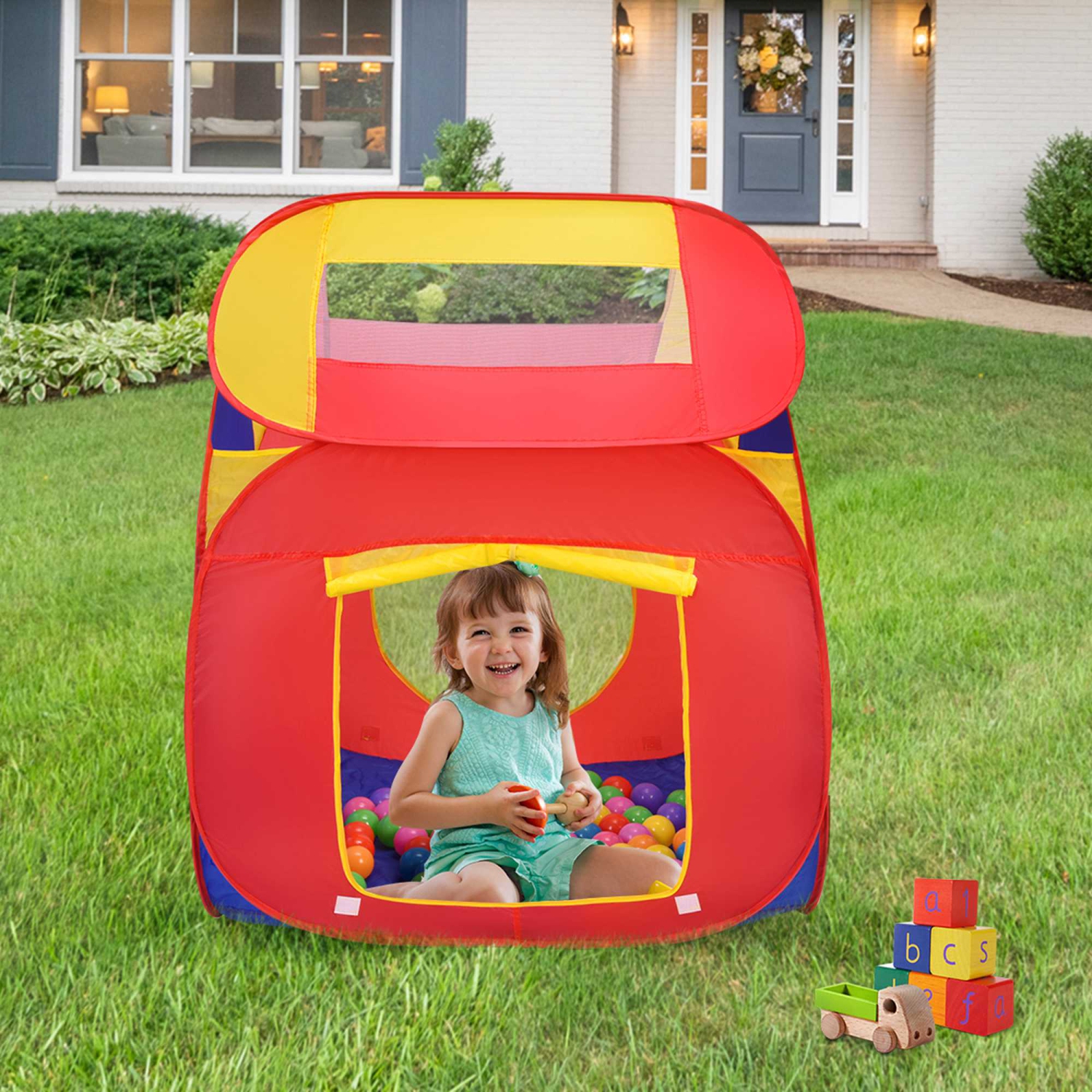Costway Portable Kid Baby Play House Indoor Outdoor Toy Tent Game Playhut W/ 100 Balls