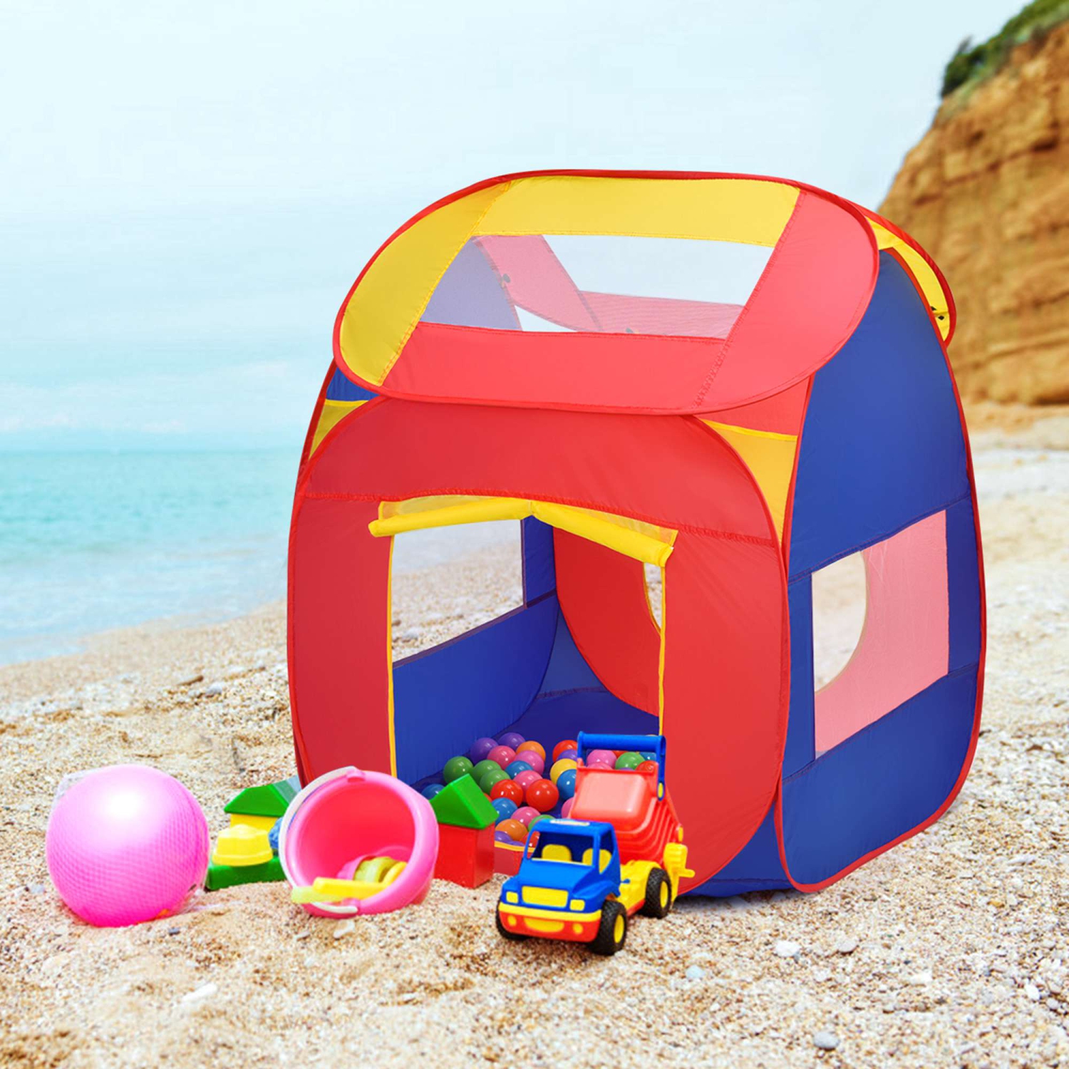 Costway Portable Kid Baby Play House Indoor Outdoor Toy Tent Game Playhut W/ 100 Balls
