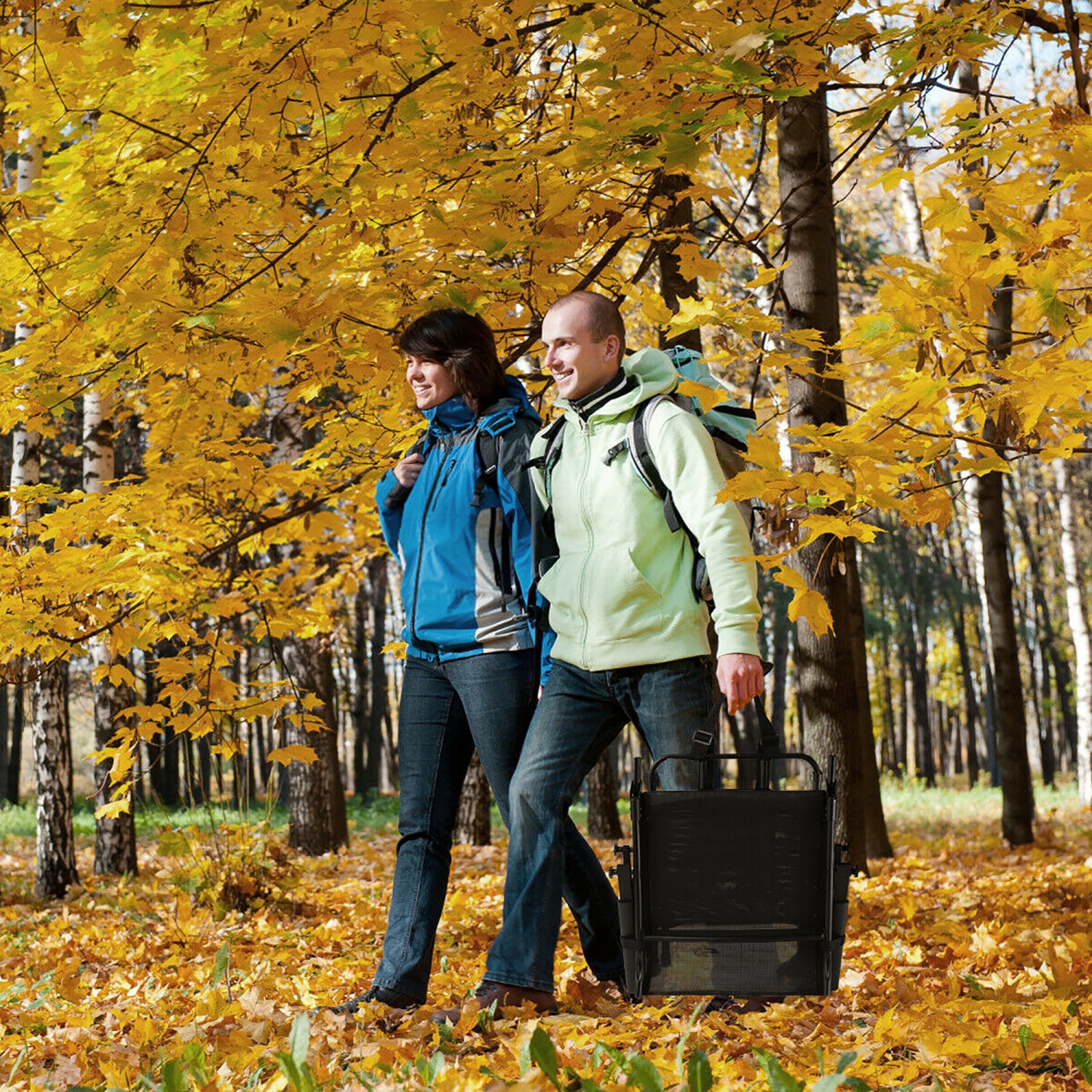 Goplus Swivel Hunting Chair Foldable Mesh Chair w/ Armrests for Outdoor Activities