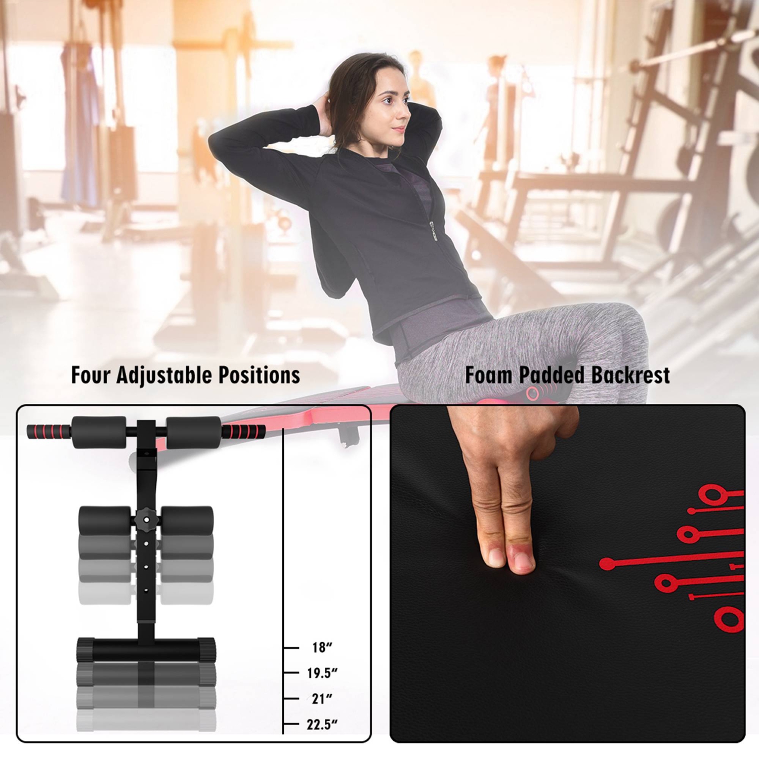 SuperFit Folding Weight Bench Adjustable Sit-up Board Curved Decline Bench