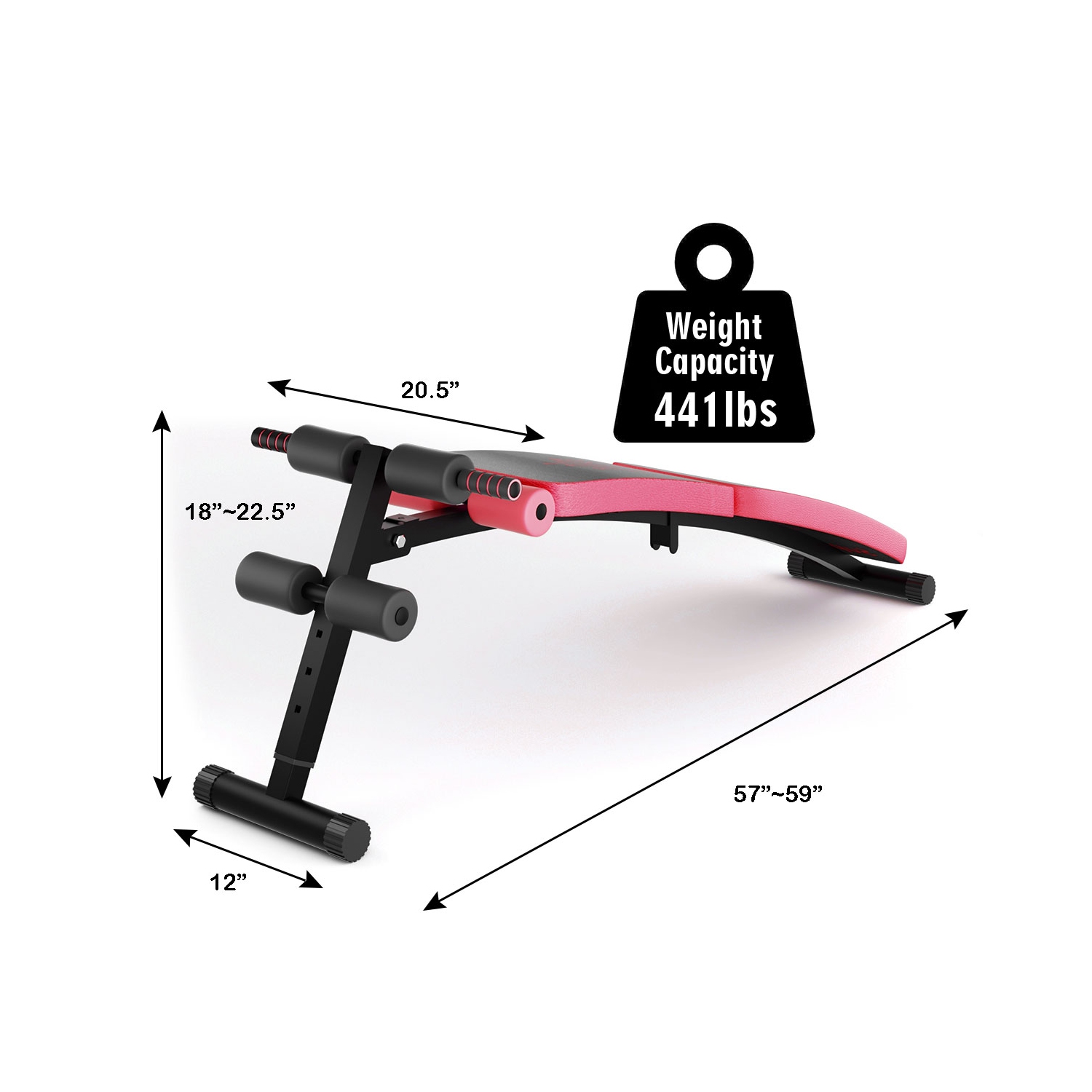 SuperFit Folding Weight Bench Adjustable Sit-up Board Curved Decline Bench