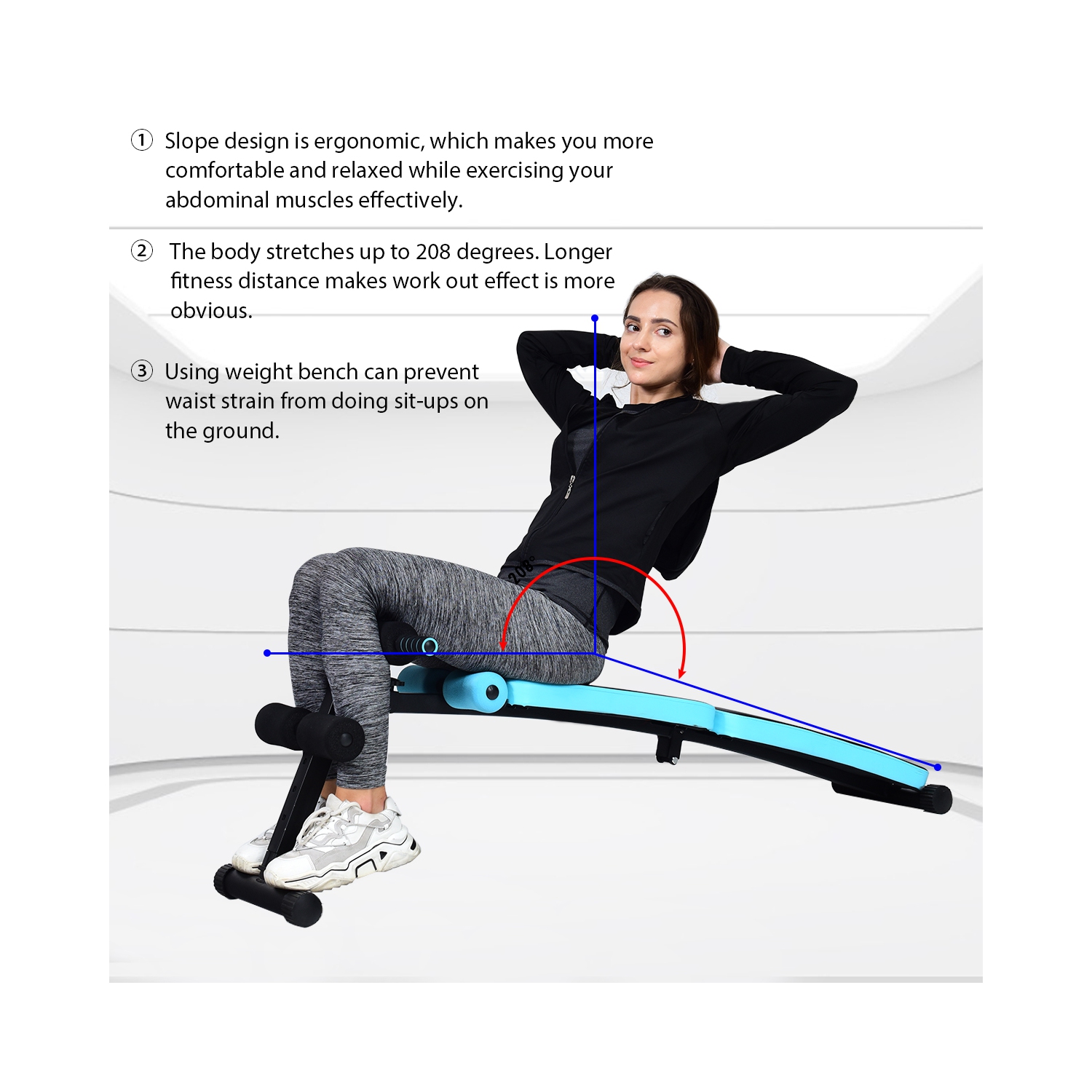 Banc de musculation incurvé Superfit – ajustable et pliable